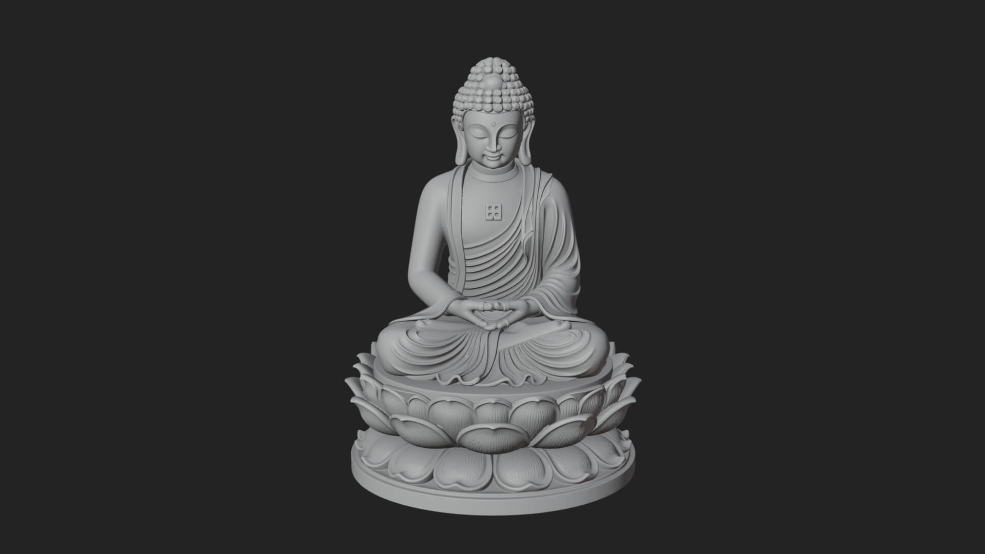 Seated Buddha on Lotus Statue Design 13 3D Print Model 3D Model