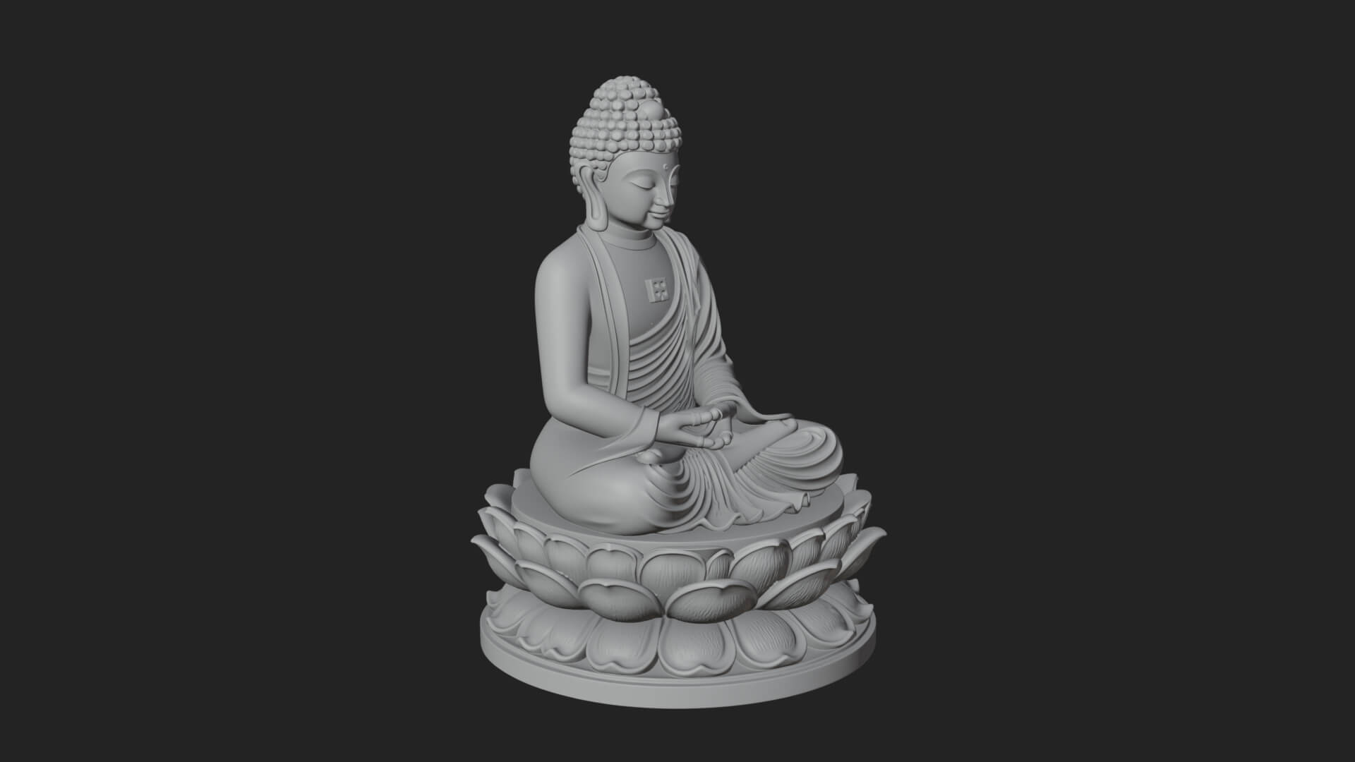 Seated Buddha on Lotus Statue Design 13 3D Print Model 3D Model