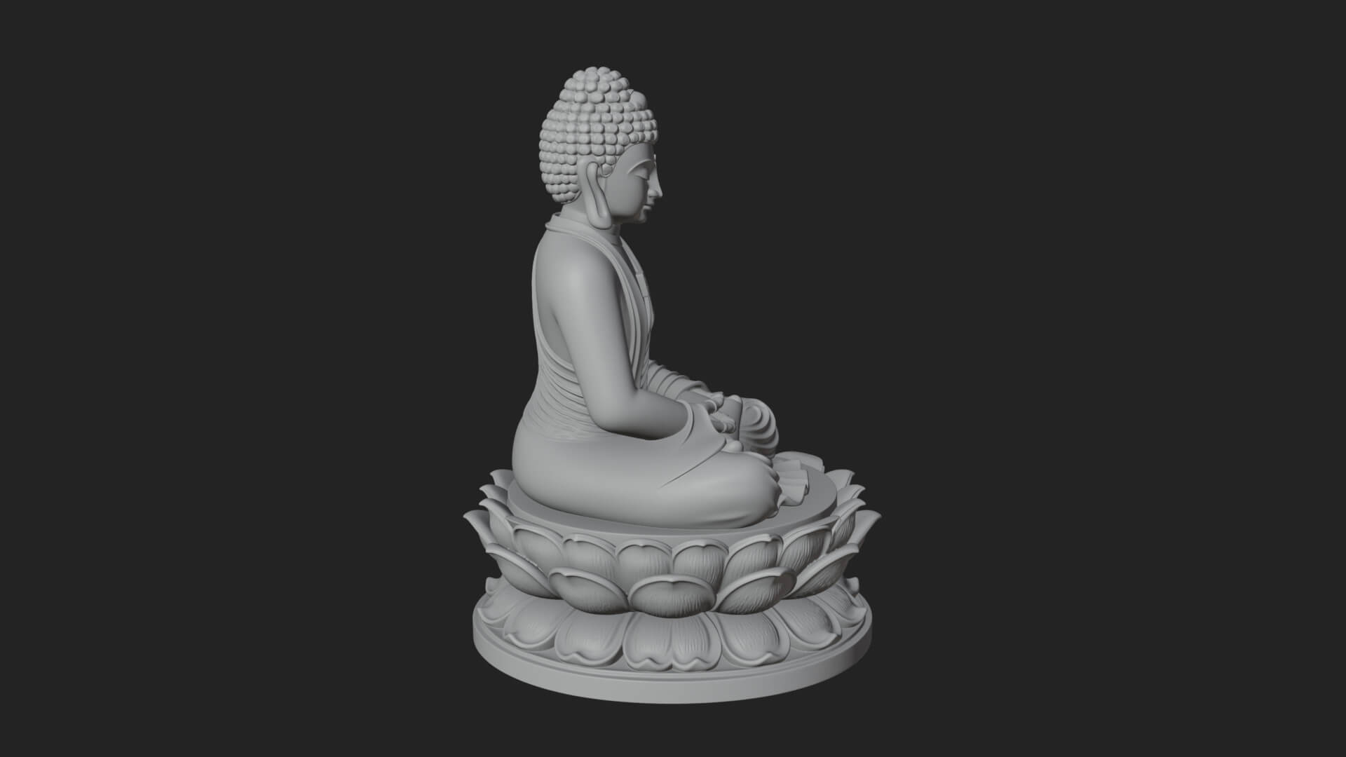 Seated Buddha on Lotus Statue Design 13 3D Print Model 3D Model