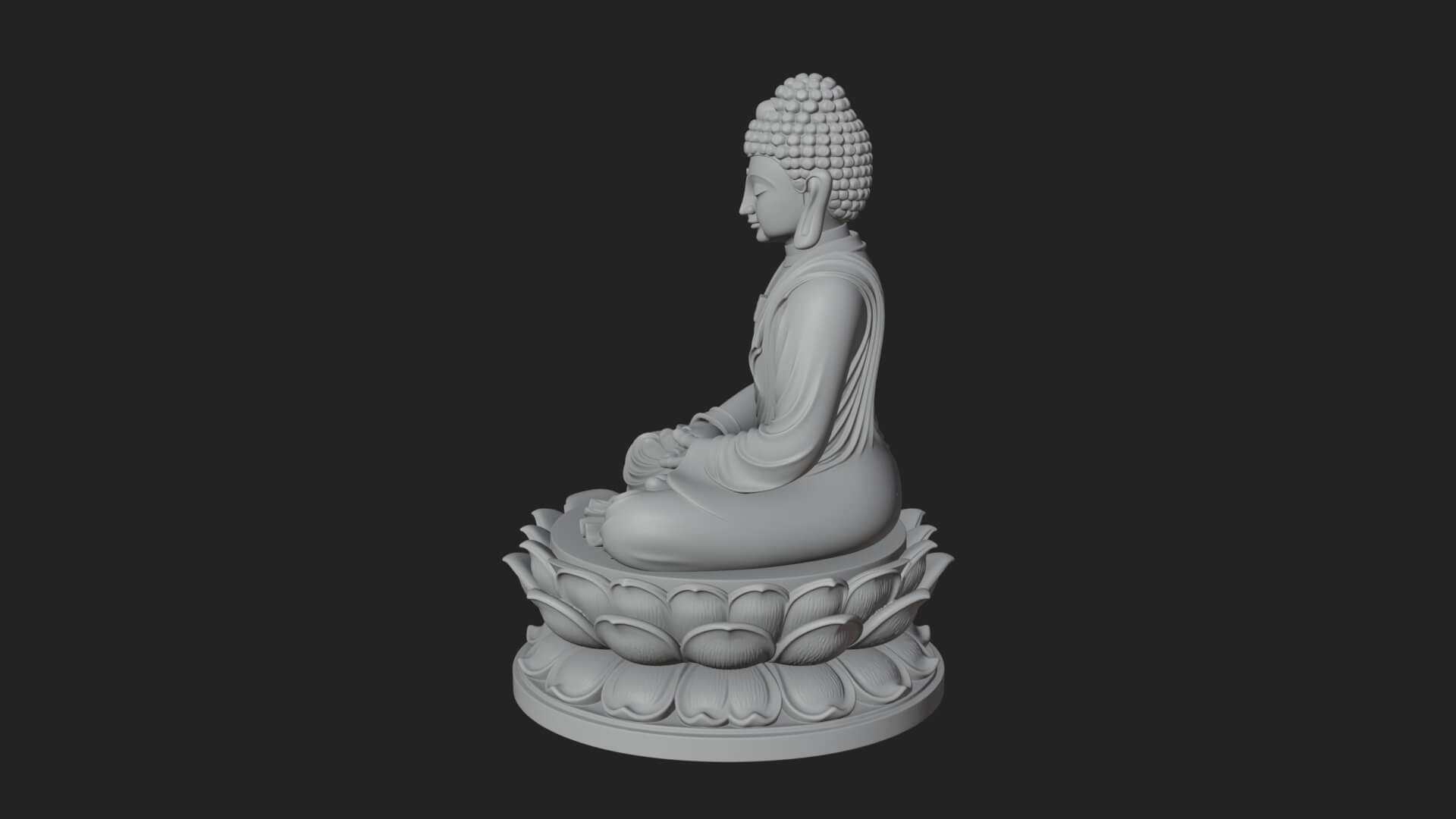 Seated Buddha on Lotus Statue Design 13 3D Print Model 3D Model