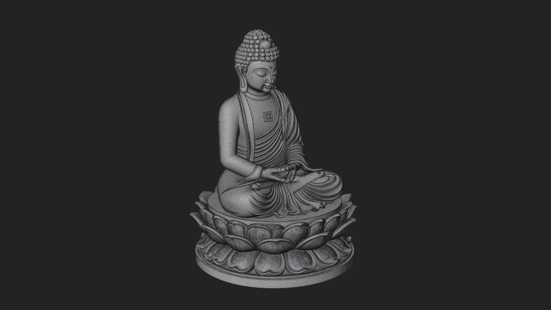 Seated Buddha on Lotus Statue Design 13 3D Print Model 3D Model