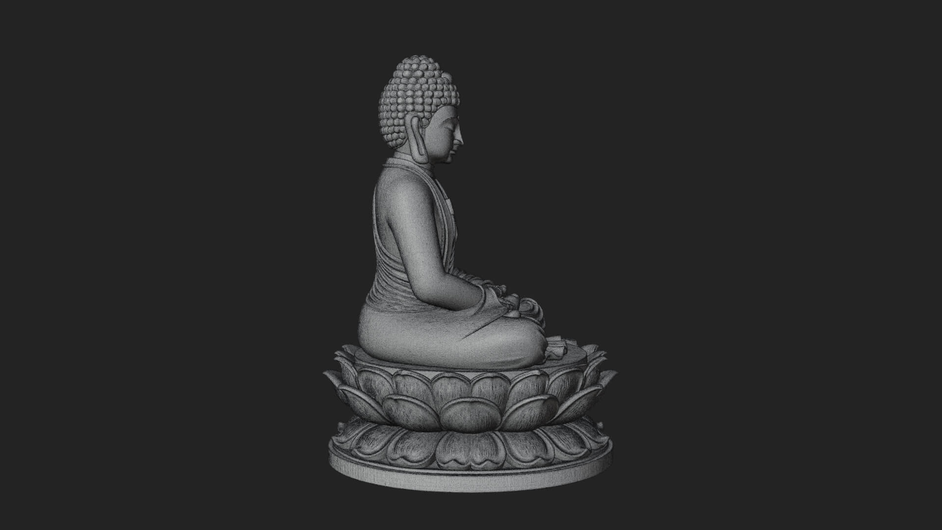 Seated Buddha on Lotus Statue Design 13 3D Print Model 3D Model