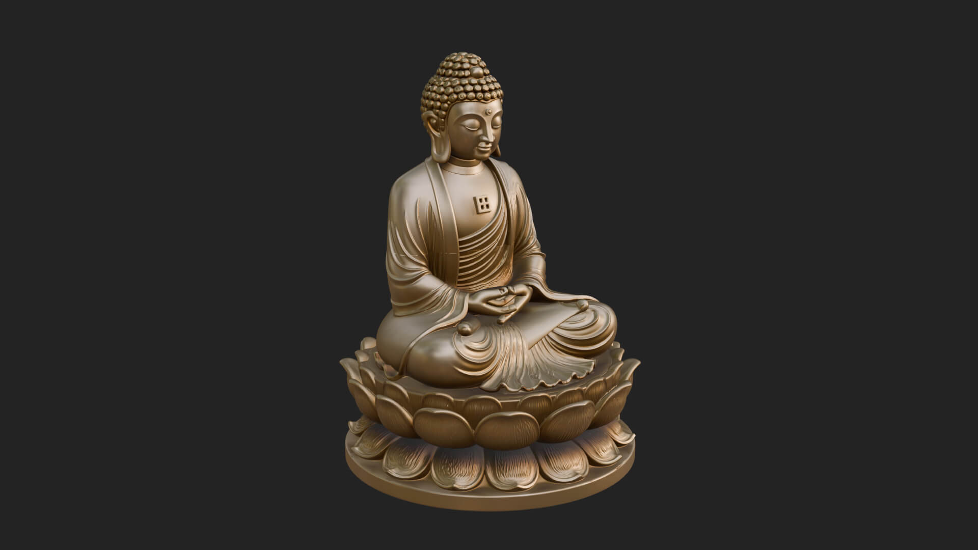 Seated Buddha on Lotus Statue Design 14 3D Print Model 3D Model