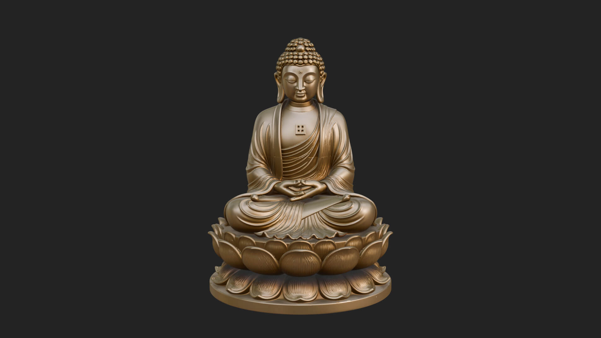 Seated Buddha on Lotus Statue Design 14 3D Print Model 3D Model