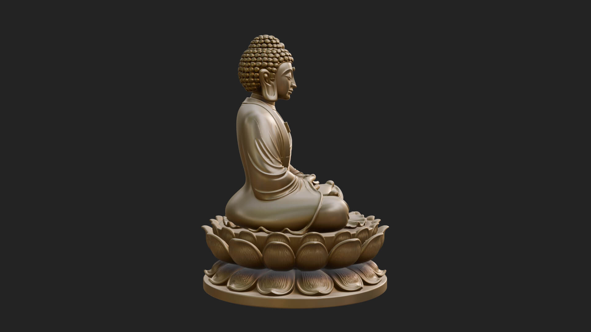Seated Buddha on Lotus Statue Design 14 3D Print Model 3D Model