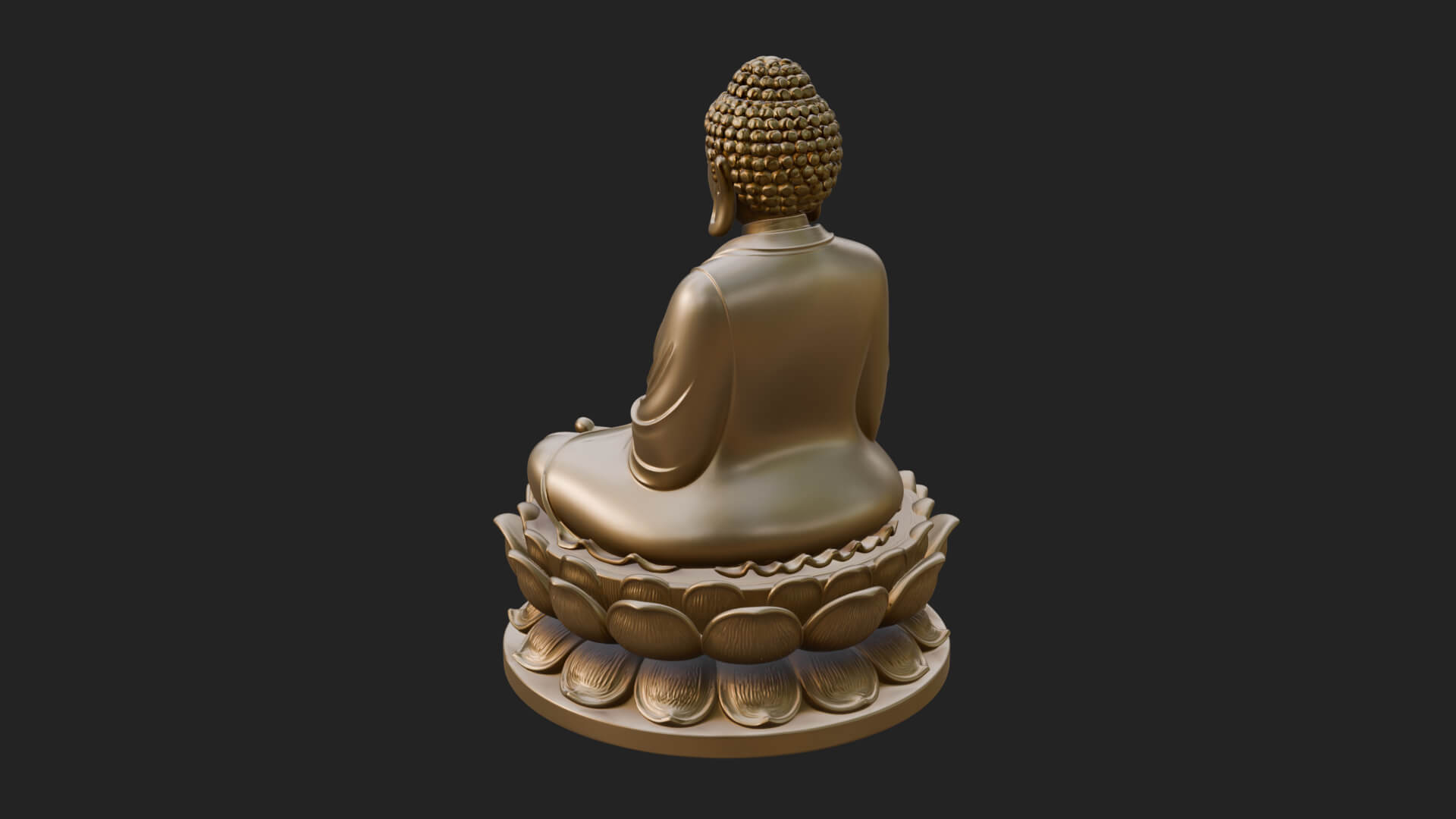 Seated Buddha on Lotus Statue Design 14 3D Print Model 3D Model