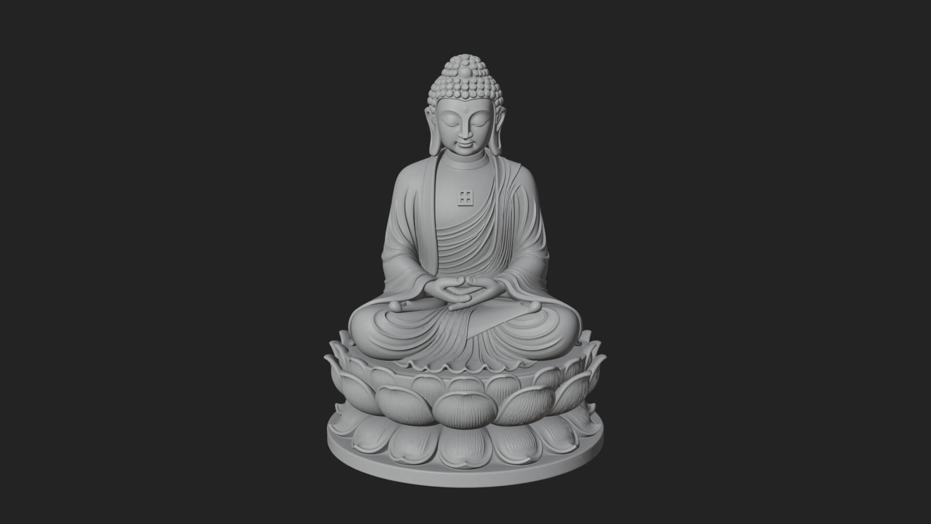 Seated Buddha on Lotus Statue Design 14 3D Print Model 3D Model