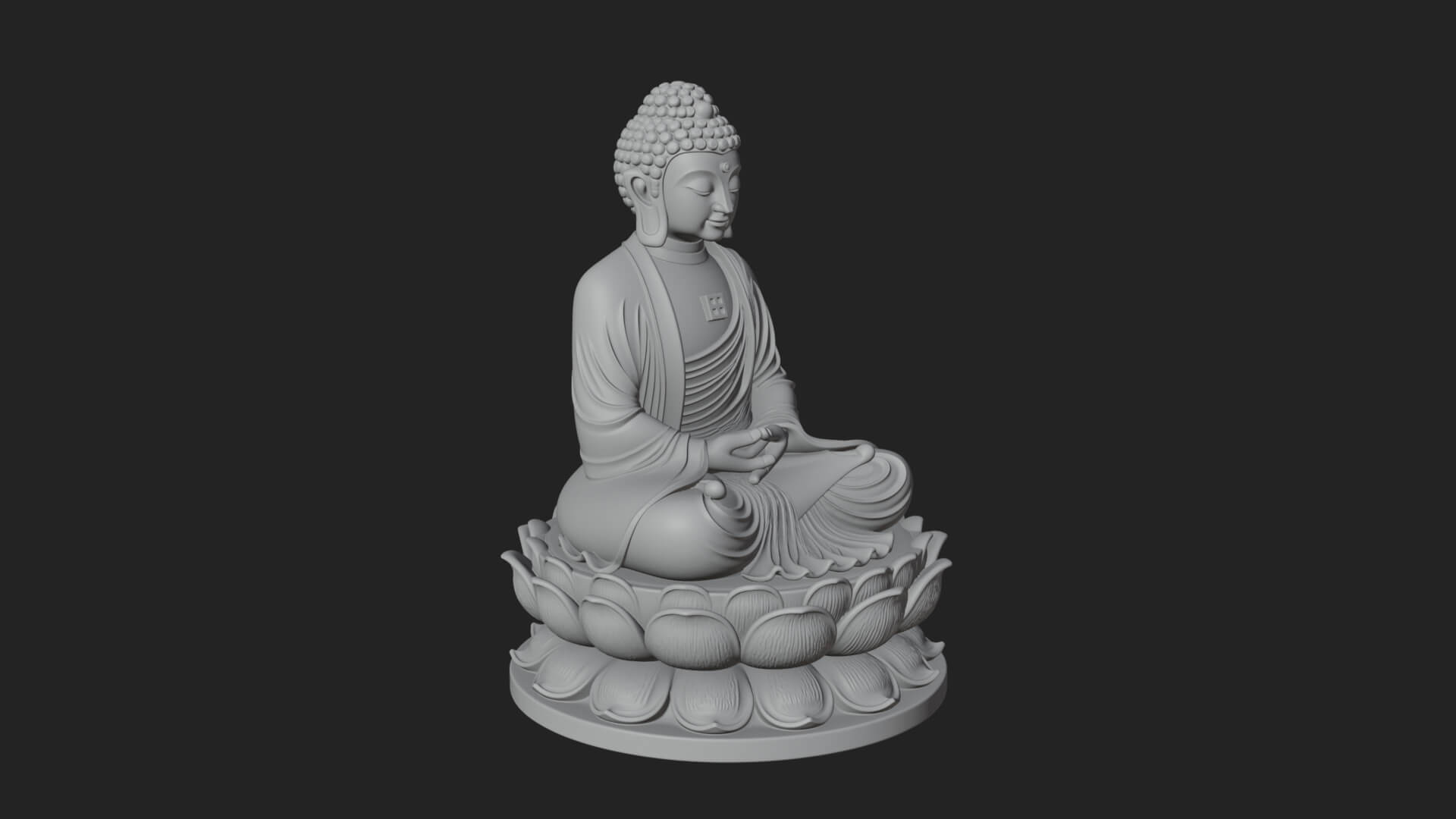Seated Buddha on Lotus Statue Design 14 3D Print Model 3D Model