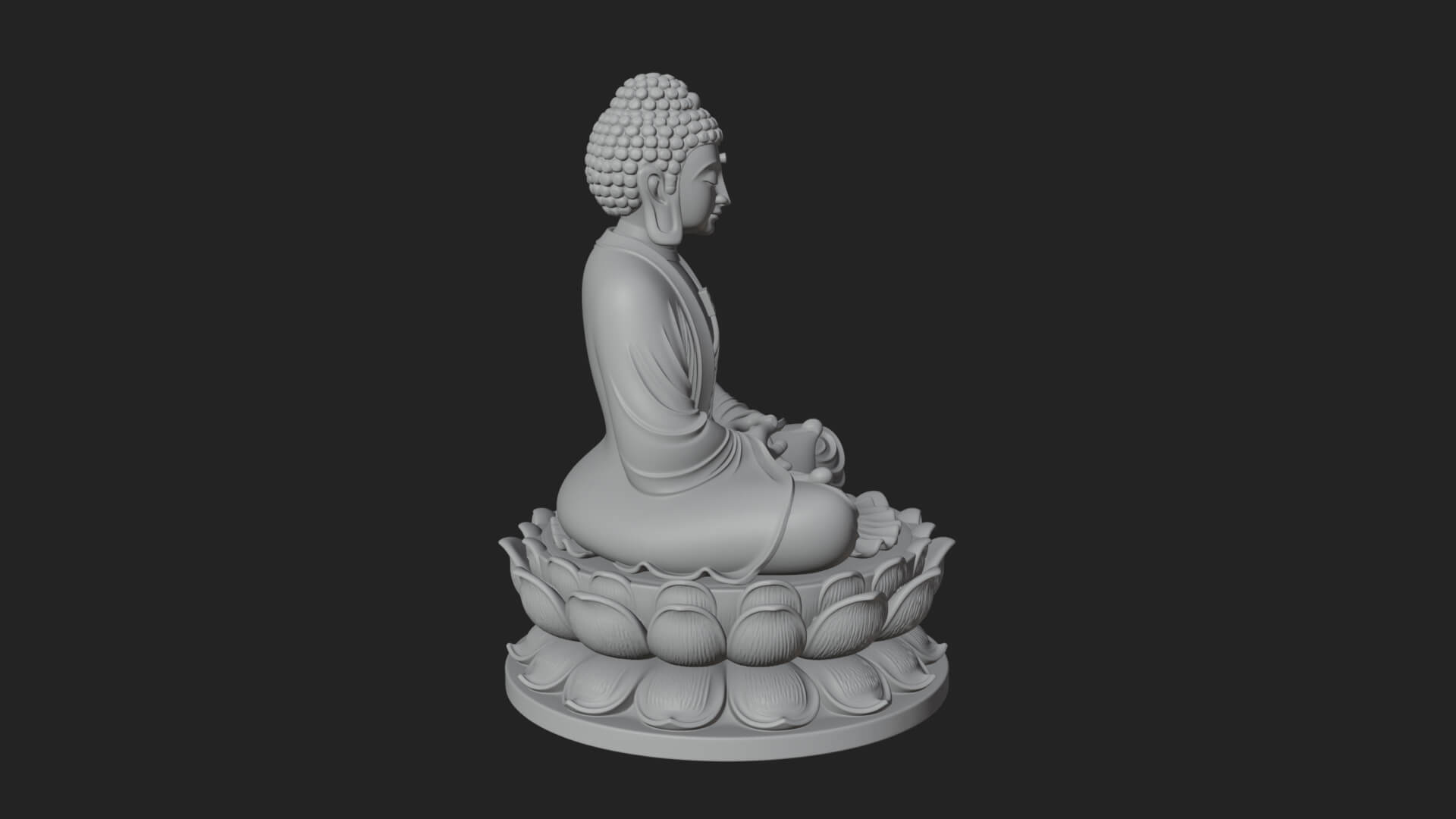 Seated Buddha on Lotus Statue Design 14 3D Print Model 3D Model
