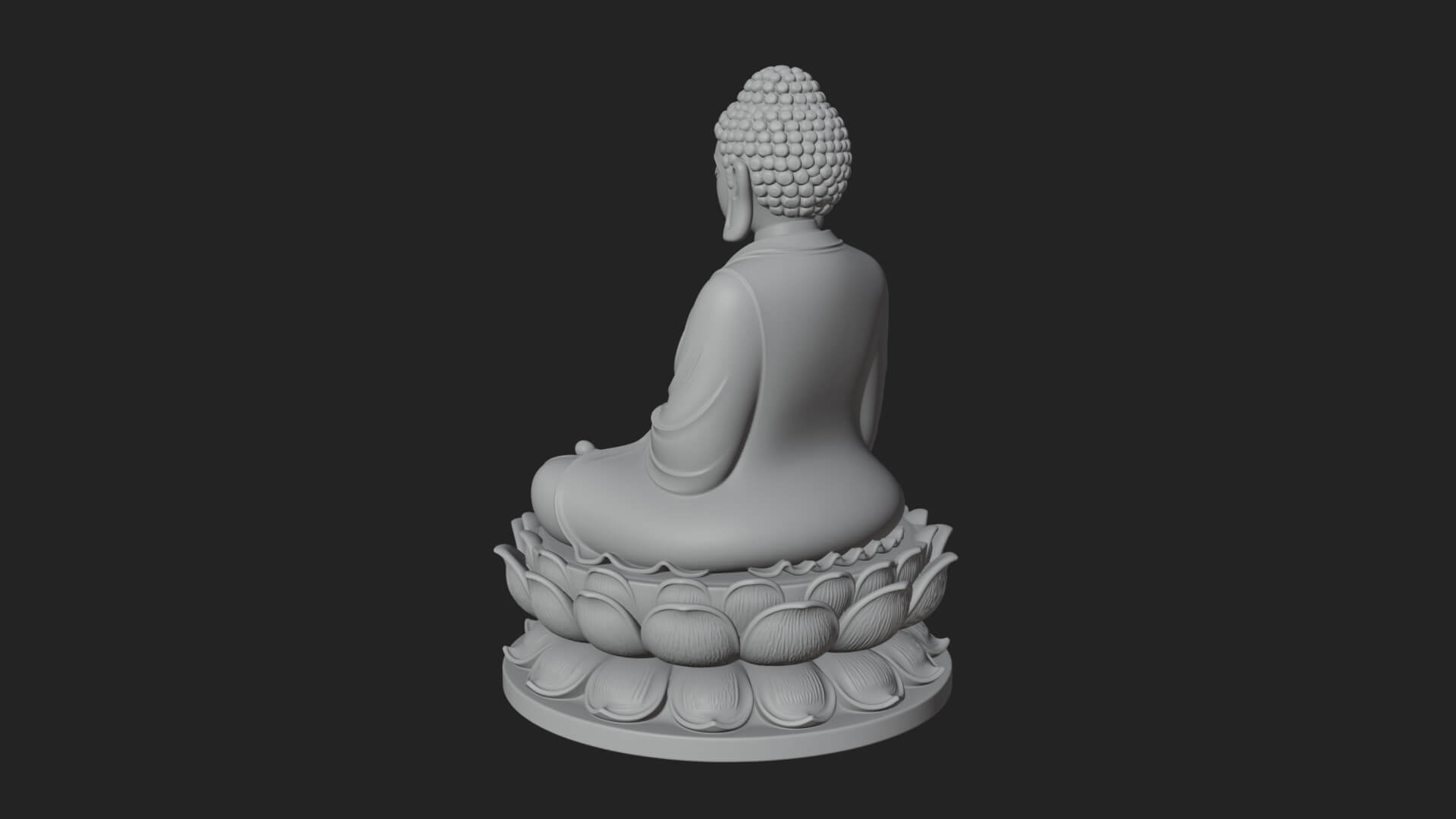 Seated Buddha on Lotus Statue Design 14 3D Print Model 3D Model