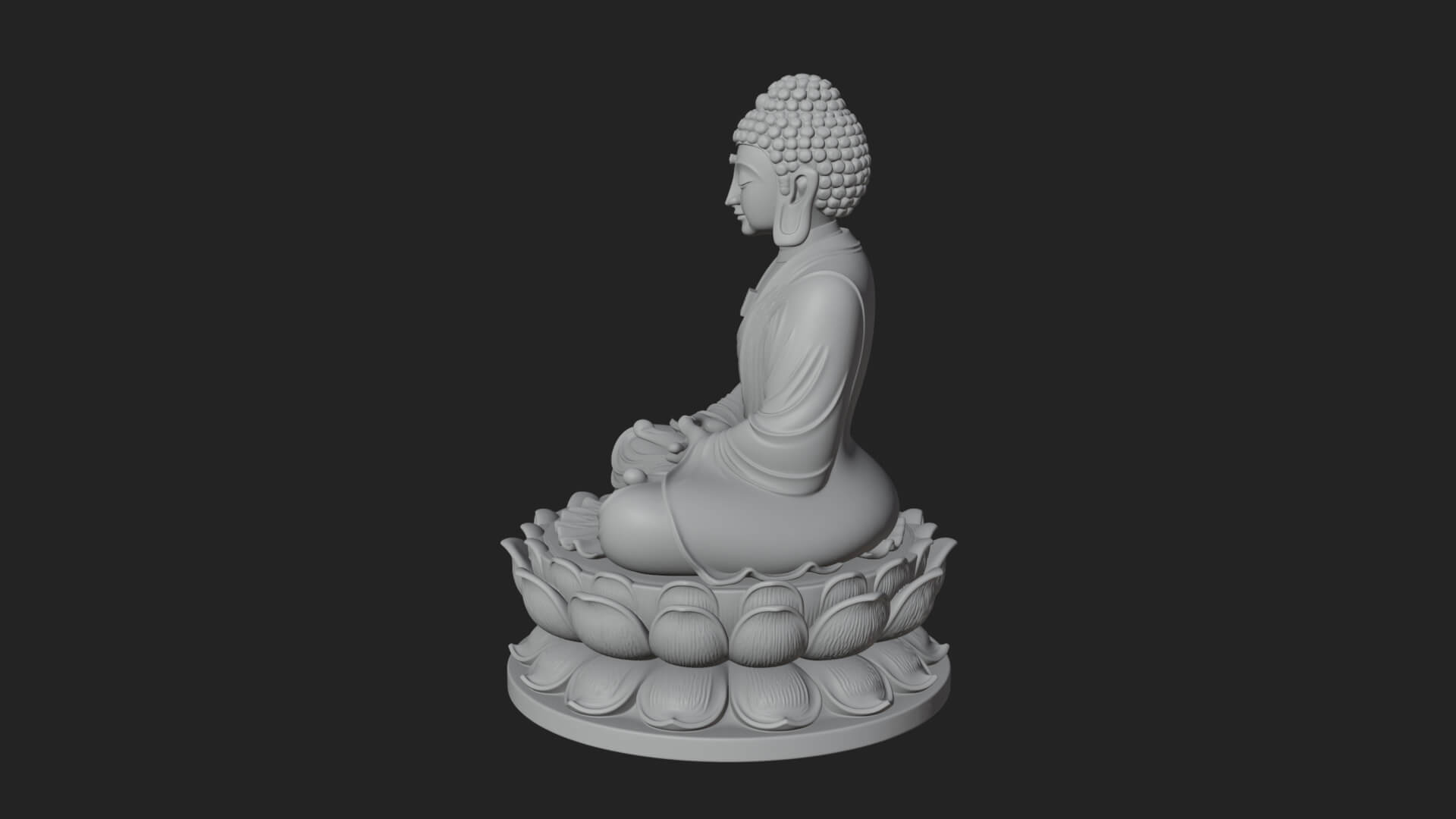 Seated Buddha on Lotus Statue Design 14 3D Print Model 3D Model