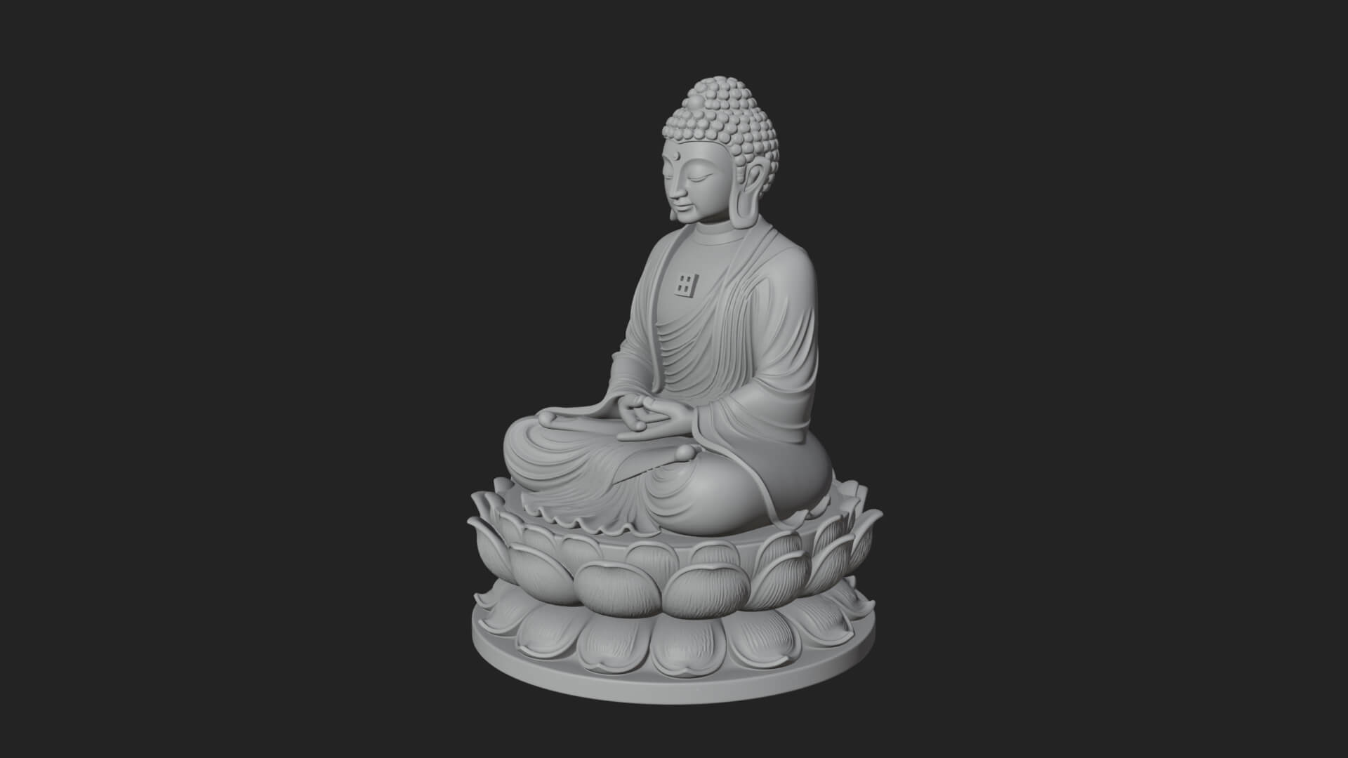 Seated Buddha on Lotus Statue Design 14 3D Print Model 3D Model