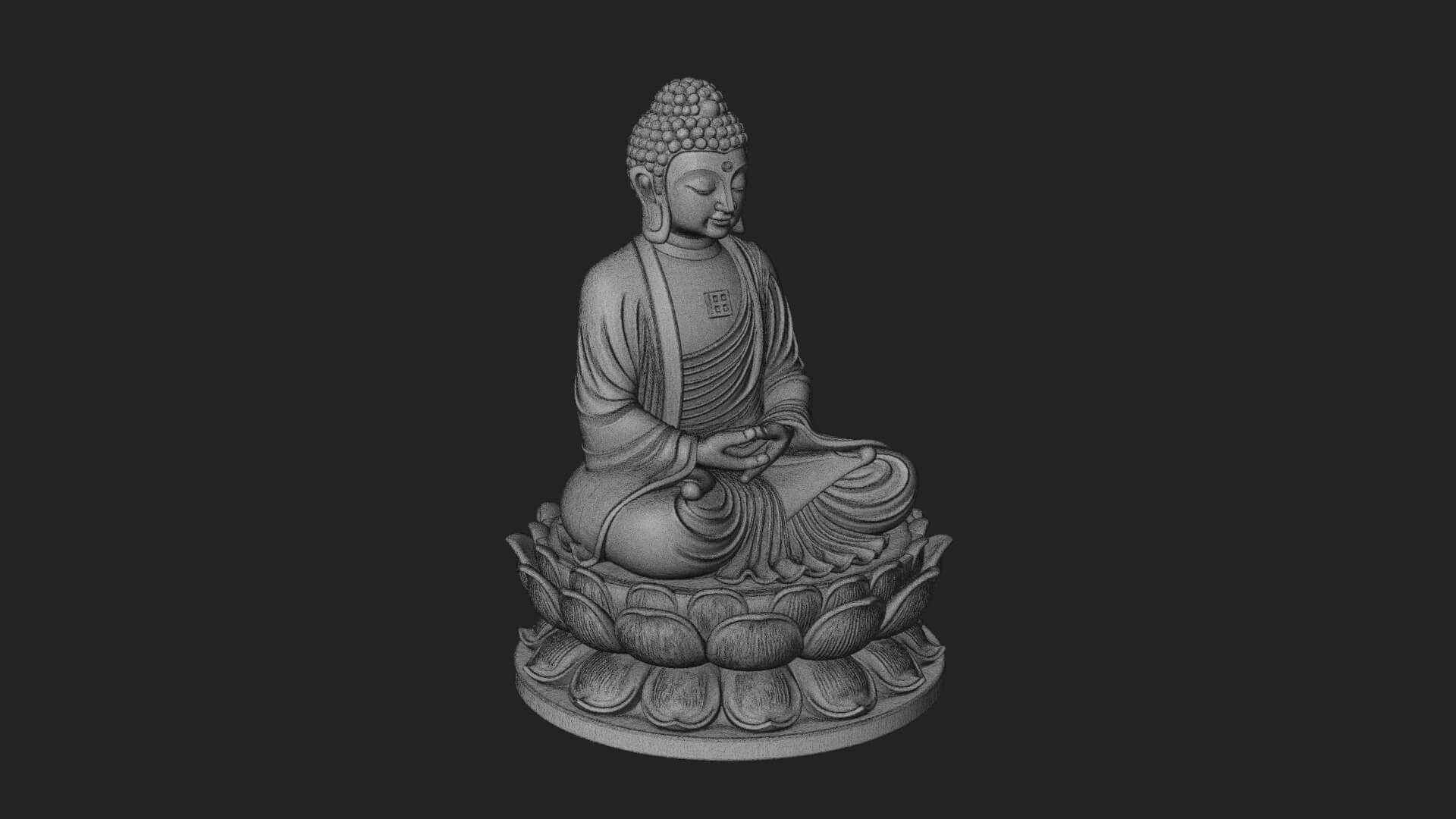 Seated Buddha on Lotus Statue Design 14 3D Print Model 3D Model