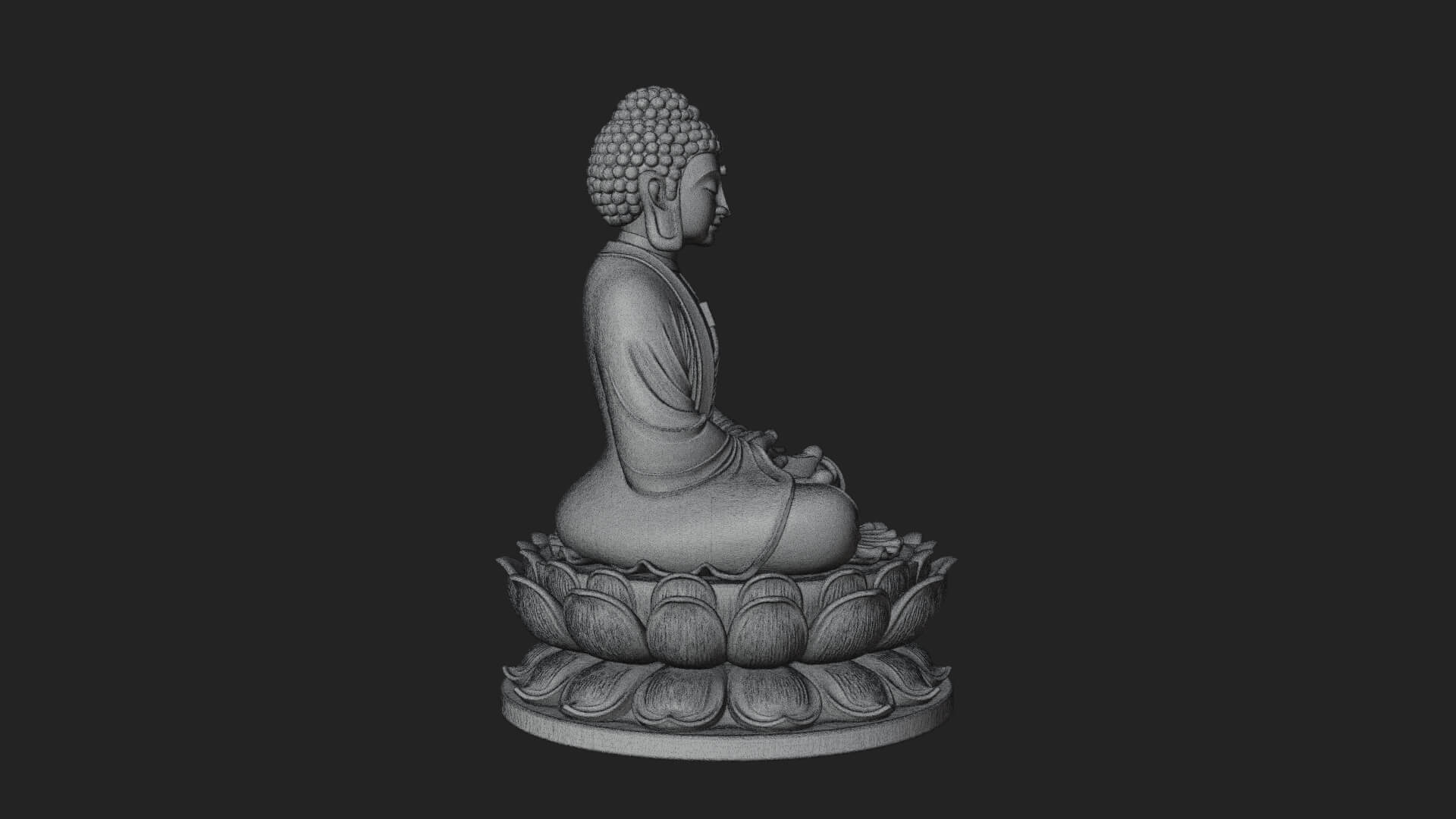 Seated Buddha on Lotus Statue Design 14 3D Print Model 3D Model