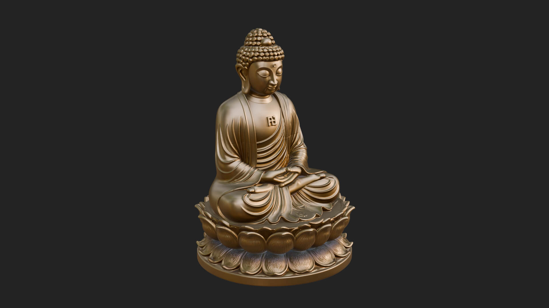Seated Buddha on Lotus Statue Design 15 3D Print Model 3D Model