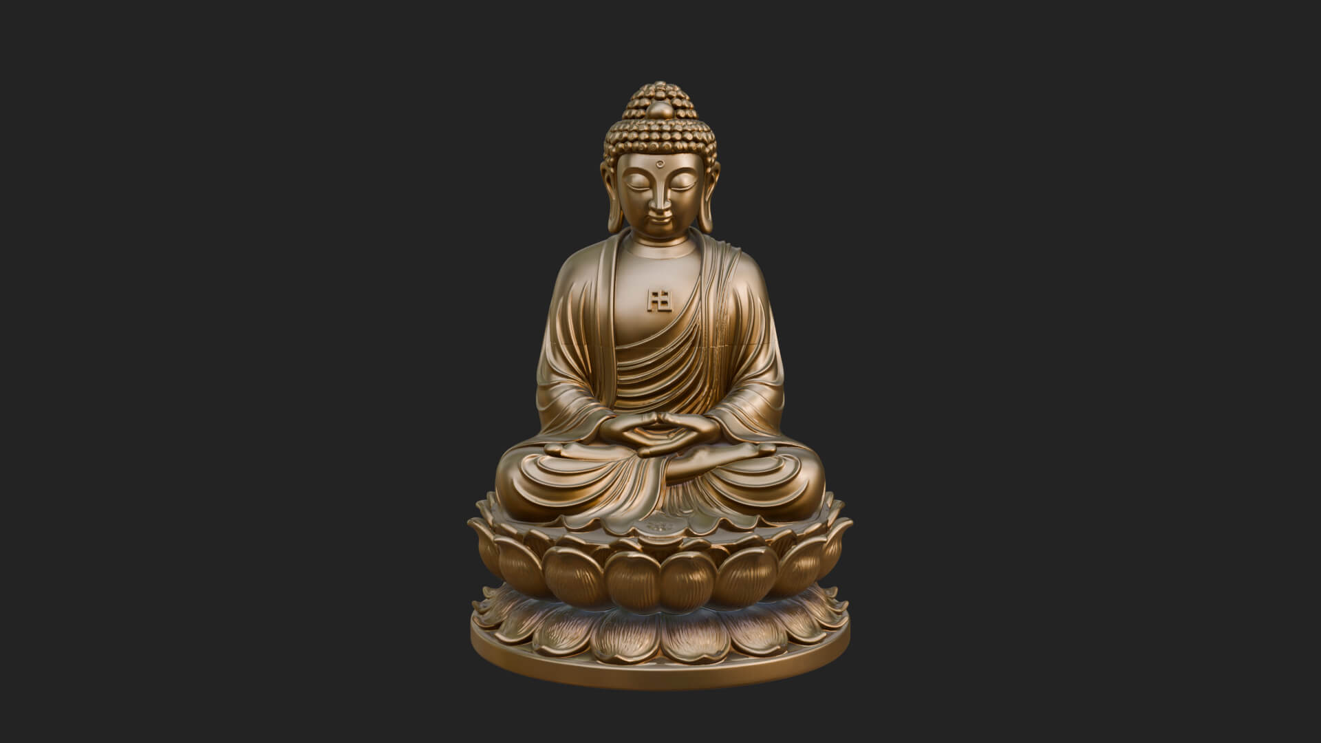 Seated Buddha on Lotus Statue Design 15 3D Print Model 3D Model
