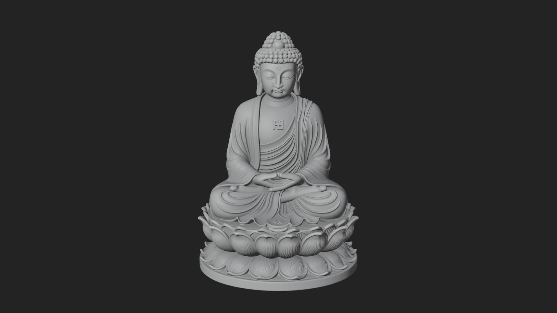 Seated Buddha on Lotus Statue Design 15 3D Print Model 3D Model