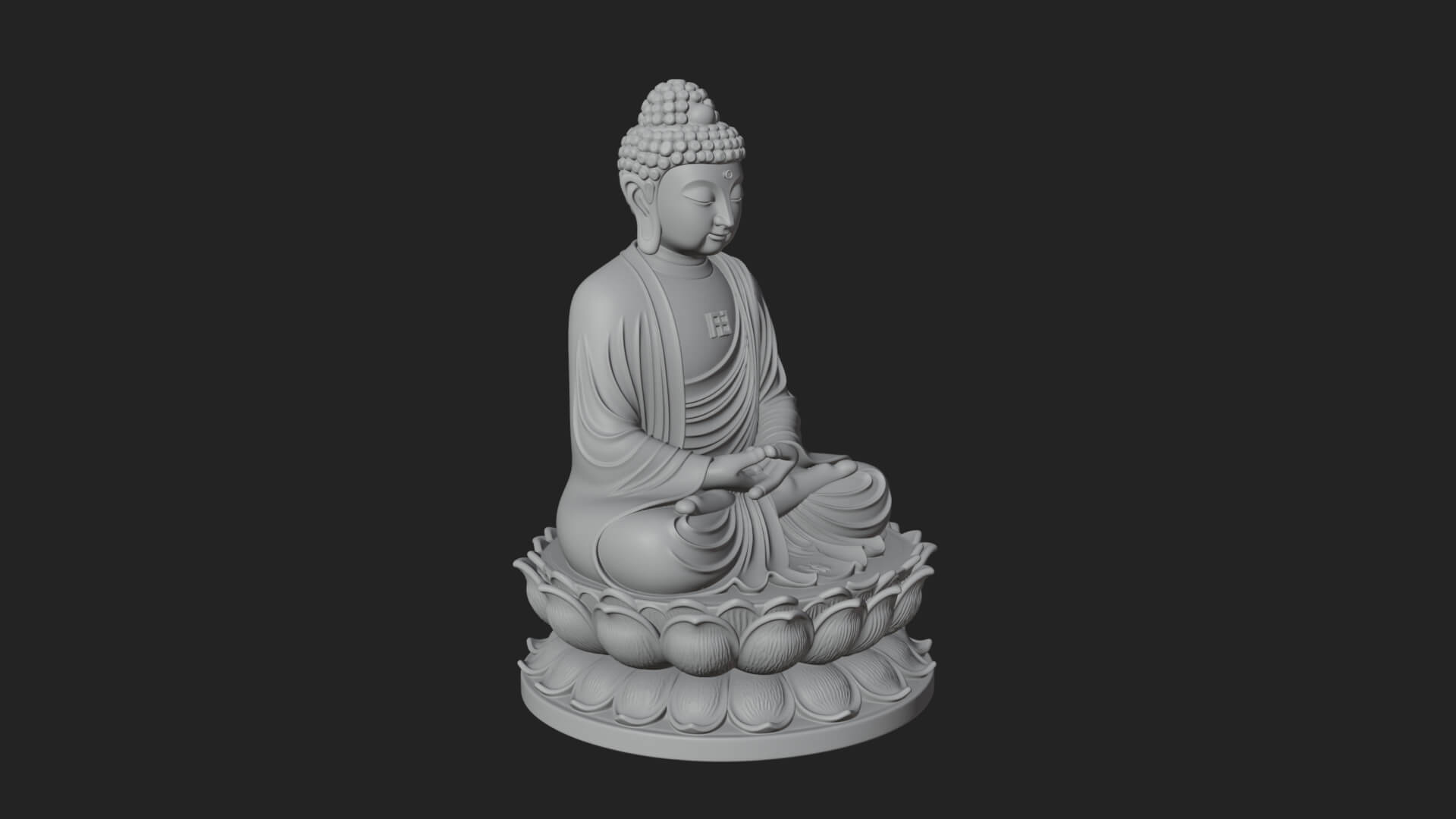Seated Buddha on Lotus Statue Design 15 3D Print Model 3D Model
