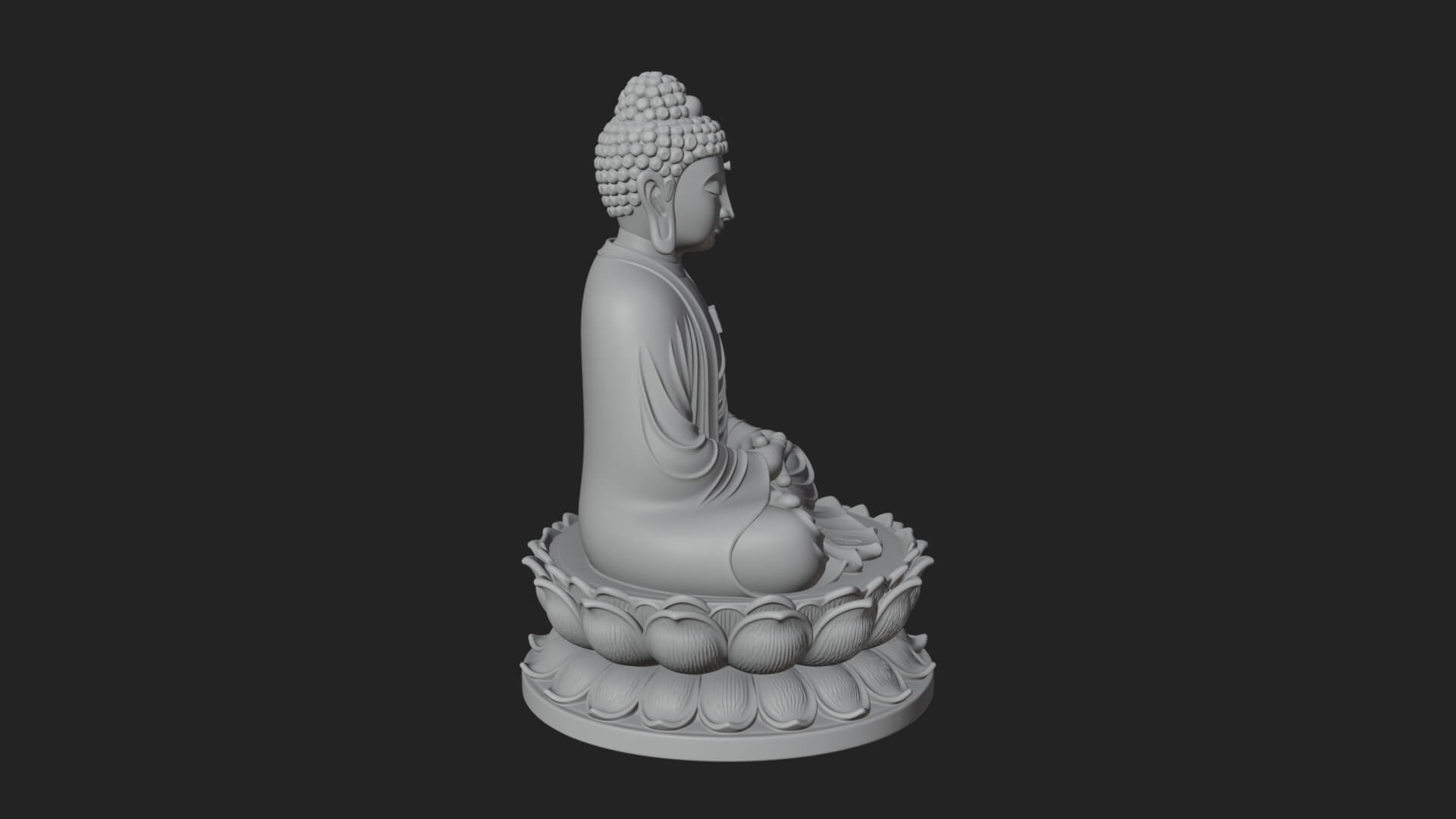 Seated Buddha on Lotus Statue Design 15 3D Print Model 3D Model