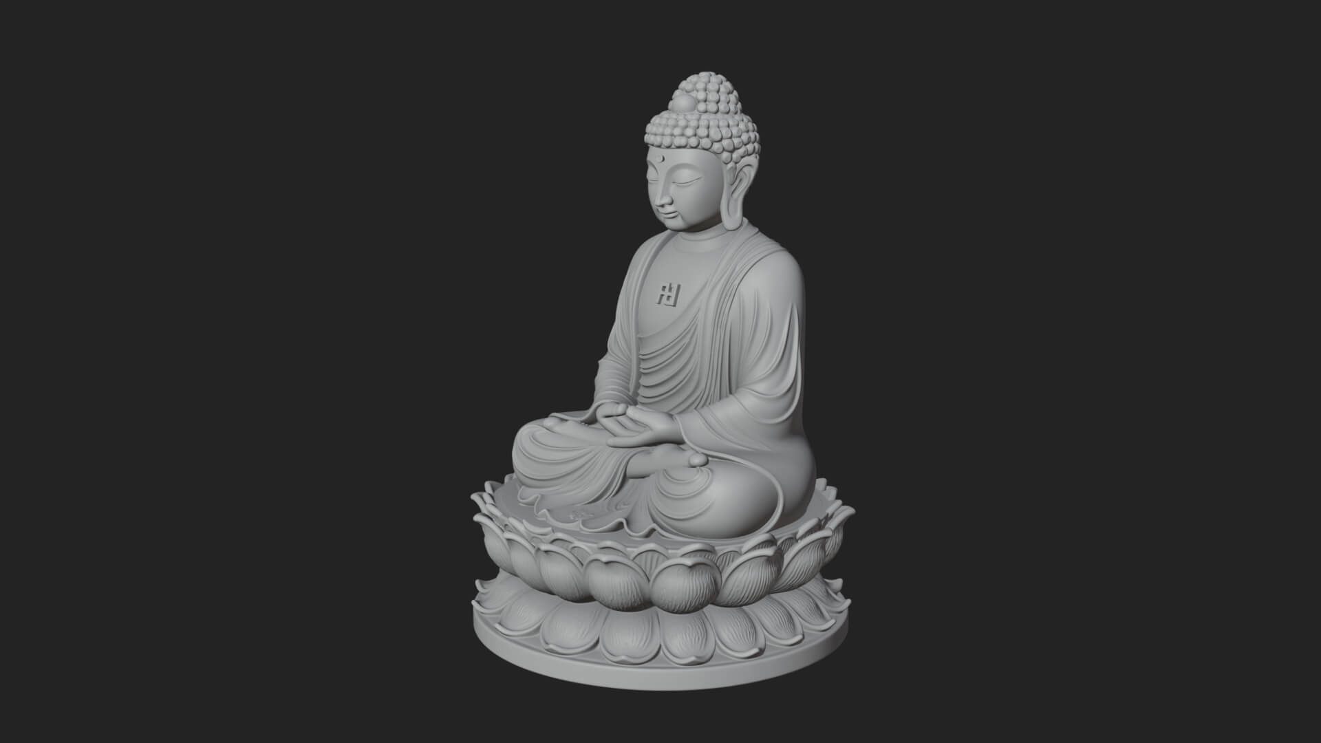 Seated Buddha on Lotus Statue Design 15 3D Print Model 3D Model