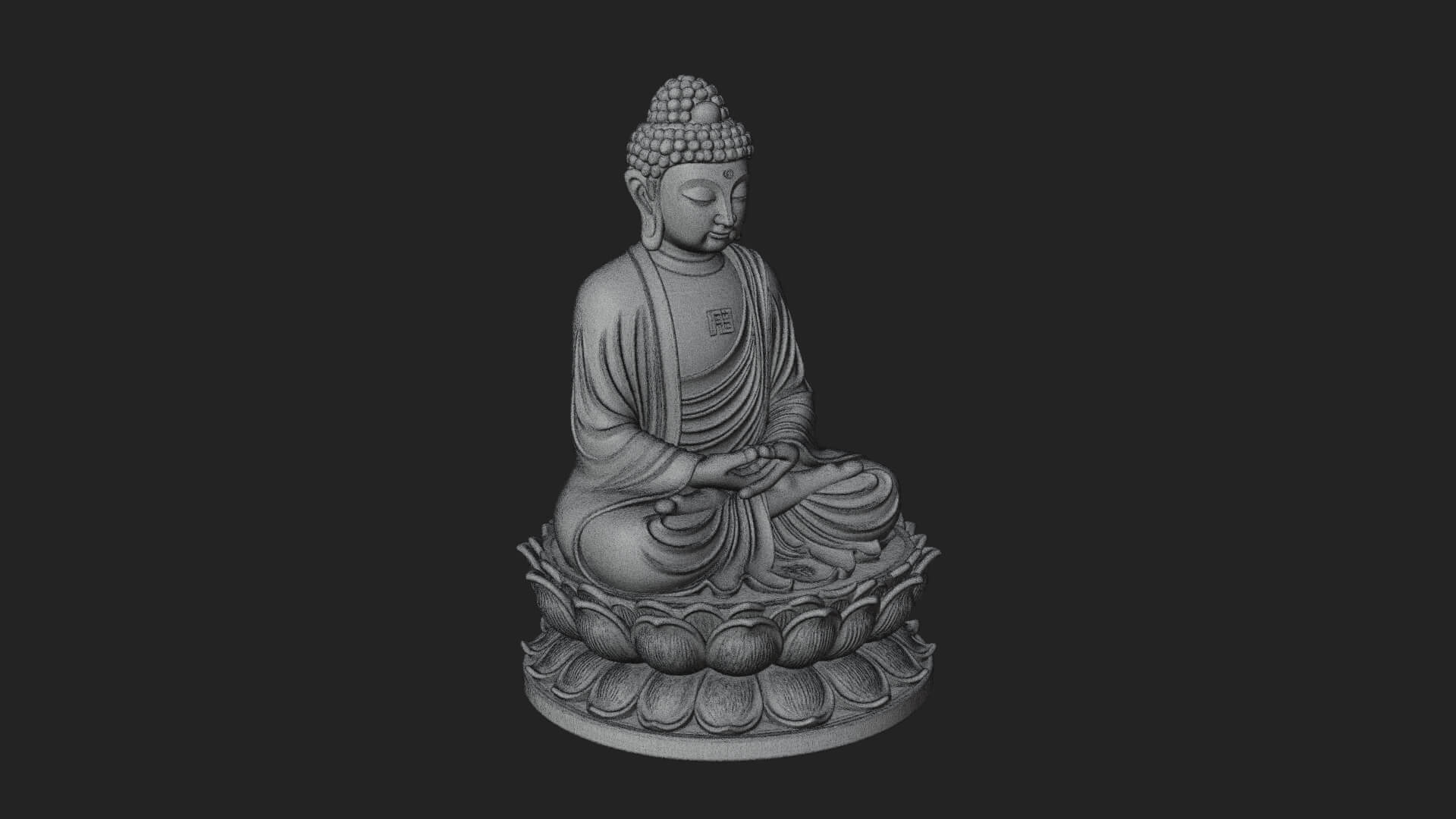 Seated Buddha on Lotus Statue Design 15 3D Print Model 3D Model