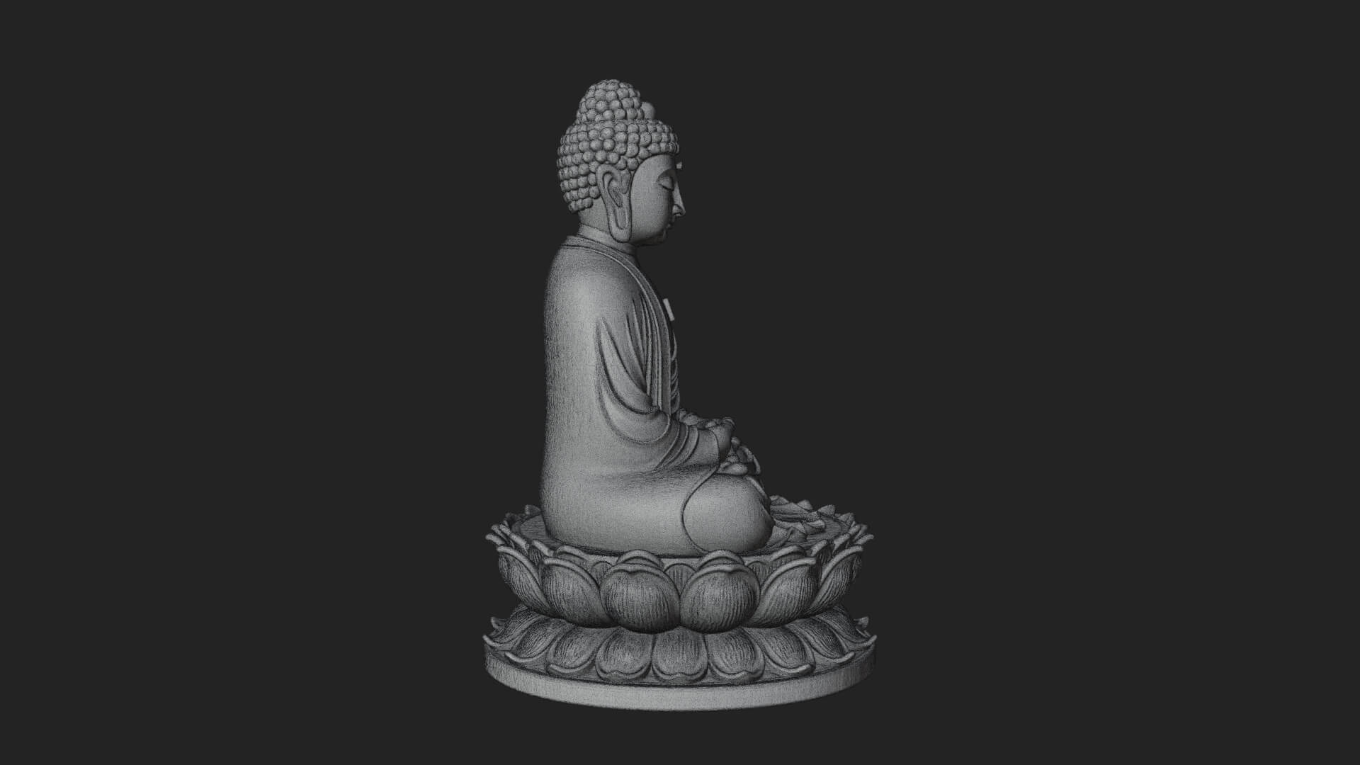Seated Buddha on Lotus Statue Design 15 3D Print Model 3D Model
