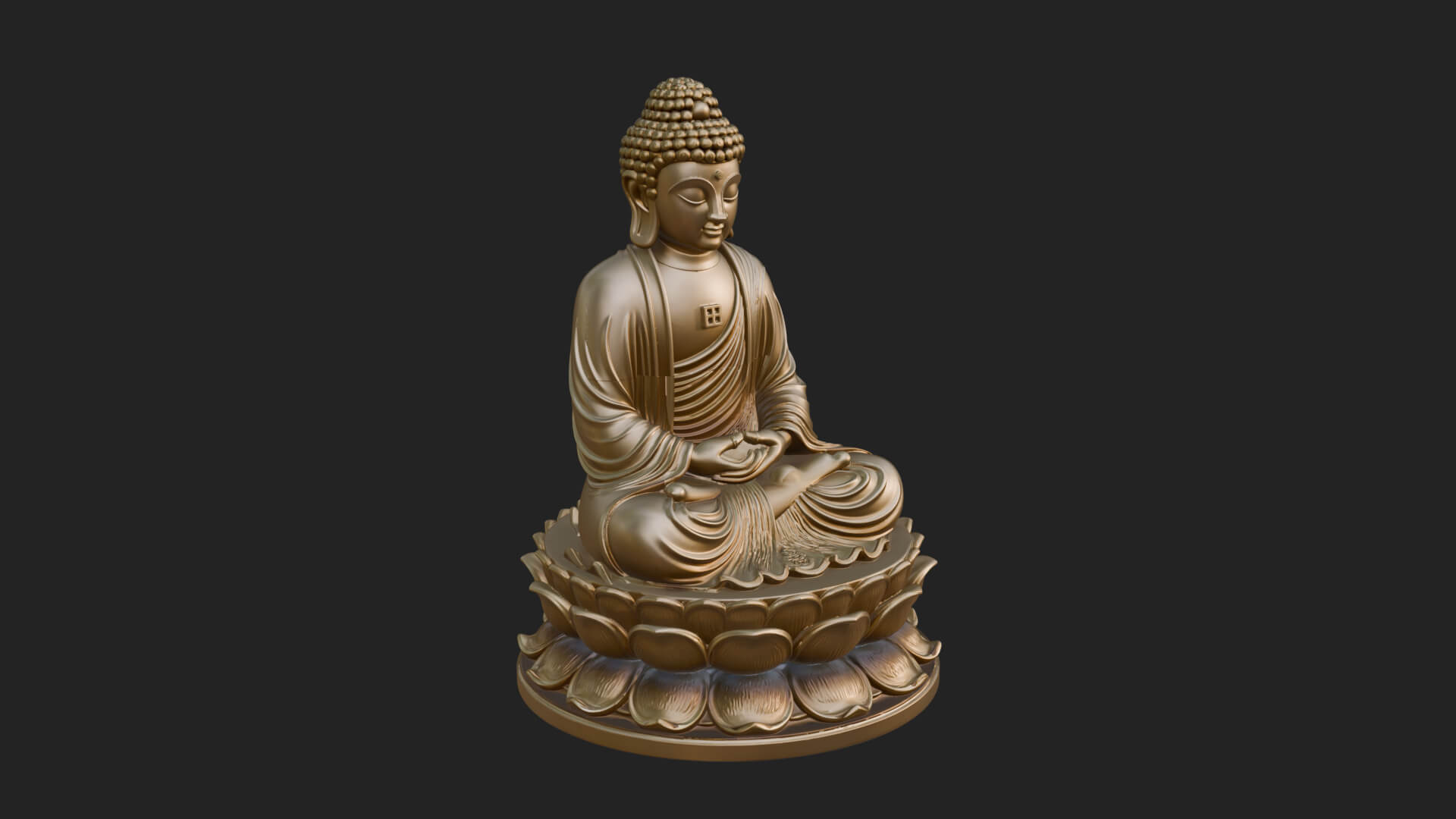 Seated Buddha on Lotus Statue Design 16 3D Print Model 3D Model
