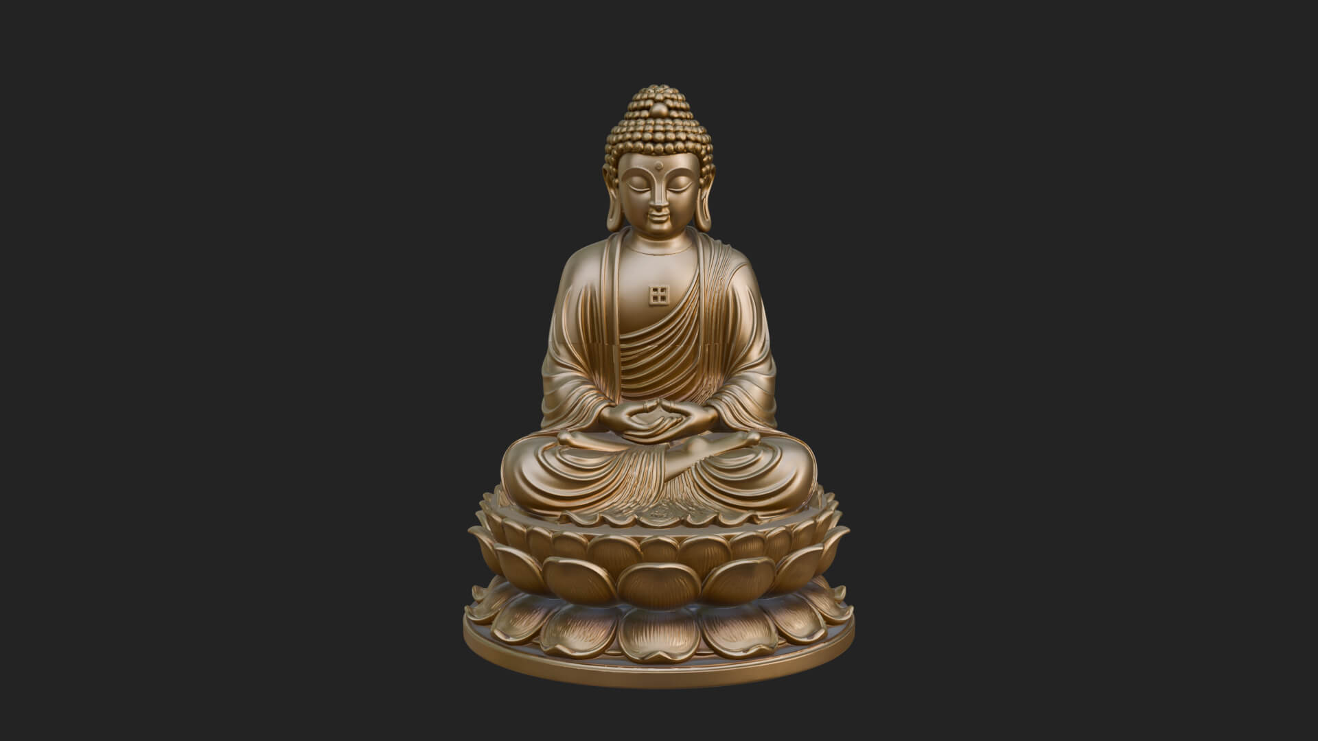 Seated Buddha on Lotus Statue Design 16 3D Print Model 3D Model
