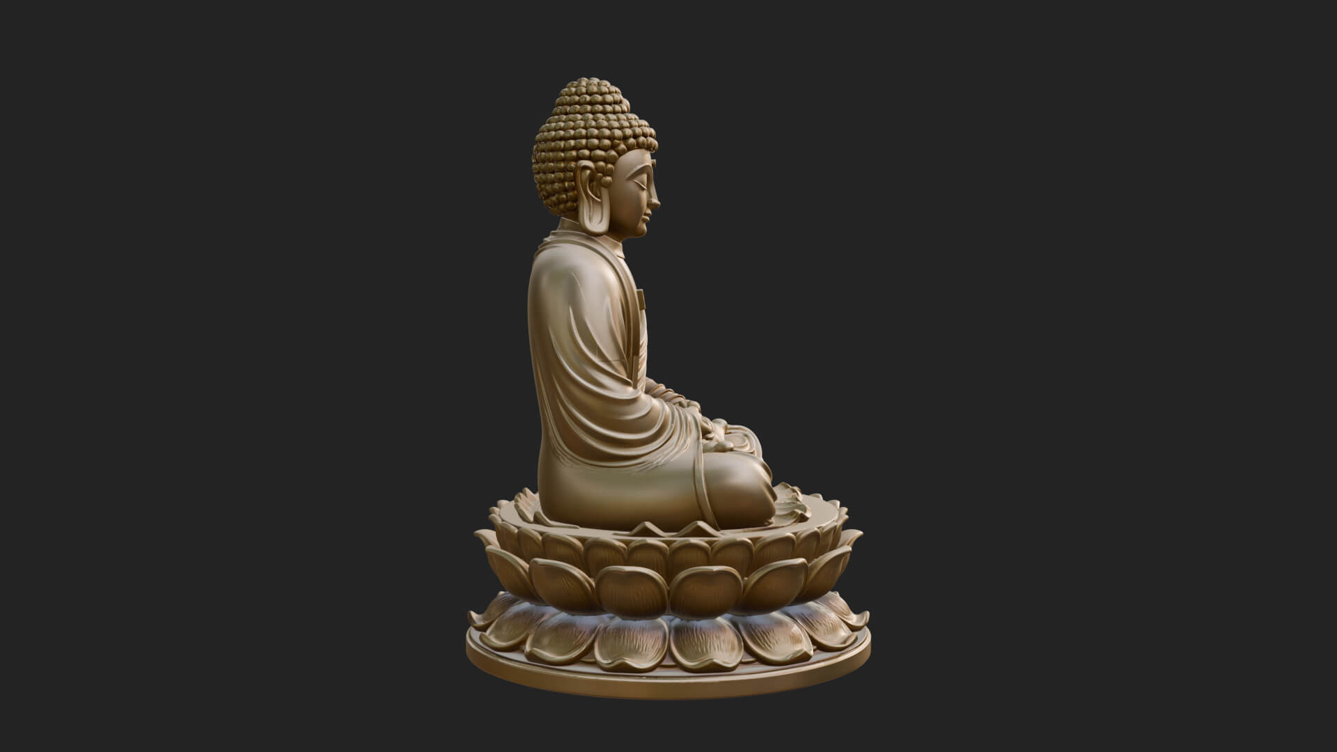 Seated Buddha on Lotus Statue Design 16 3D Print Model 3D Model