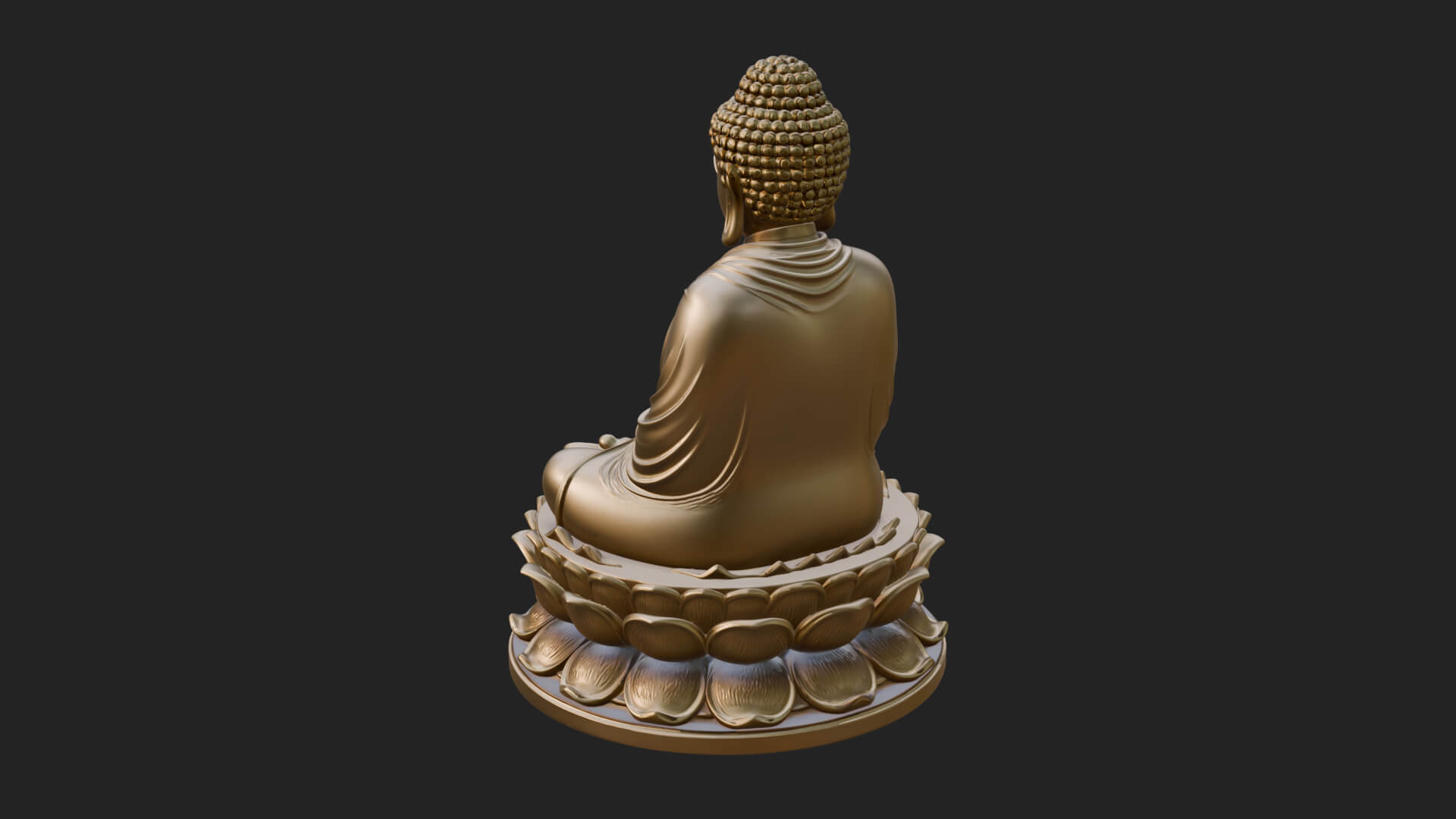 Seated Buddha on Lotus Statue Design 16 3D Print Model 3D Model