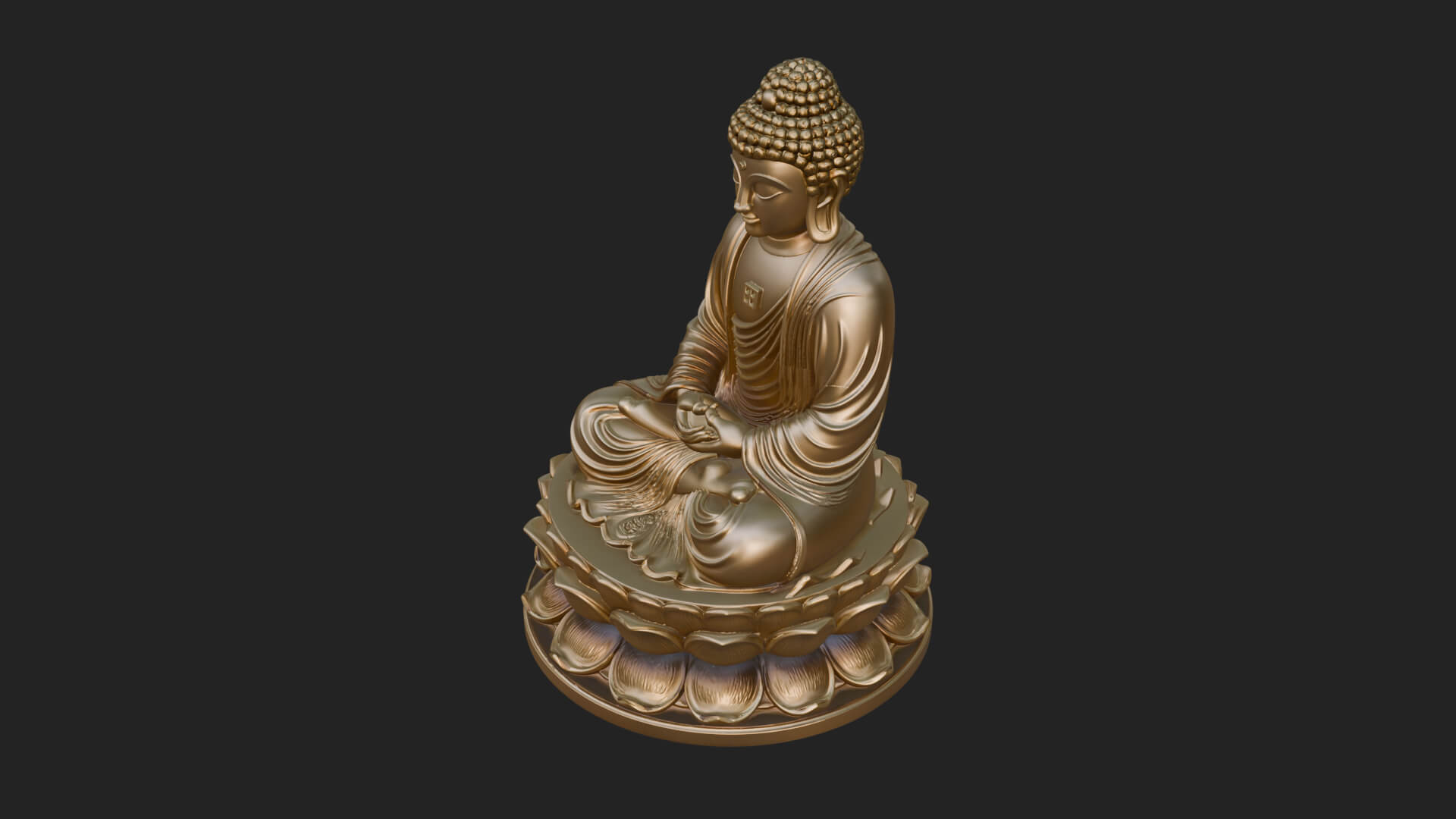 Seated Buddha on Lotus Statue Design 16 3D Print Model 3D Model