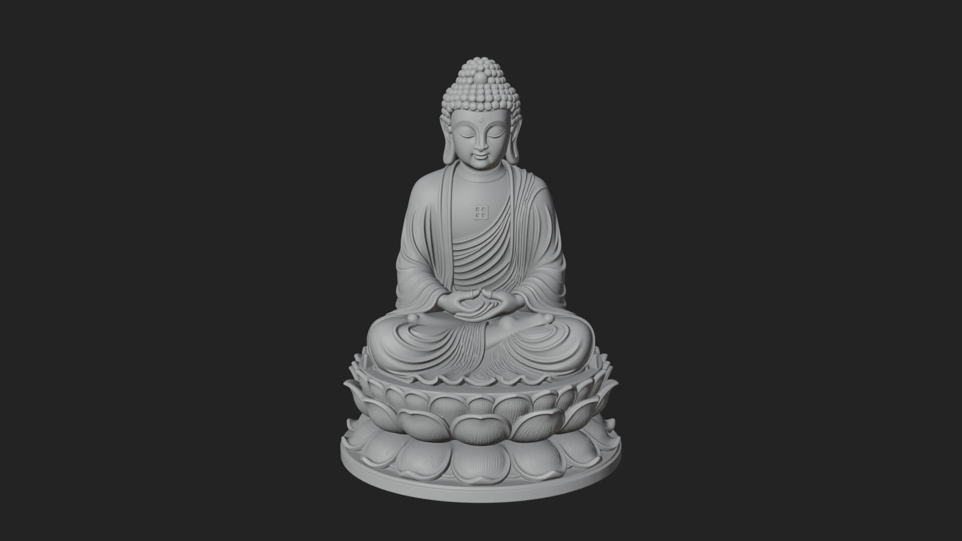 Seated Buddha on Lotus Statue Design 16 3D Print Model 3D Model