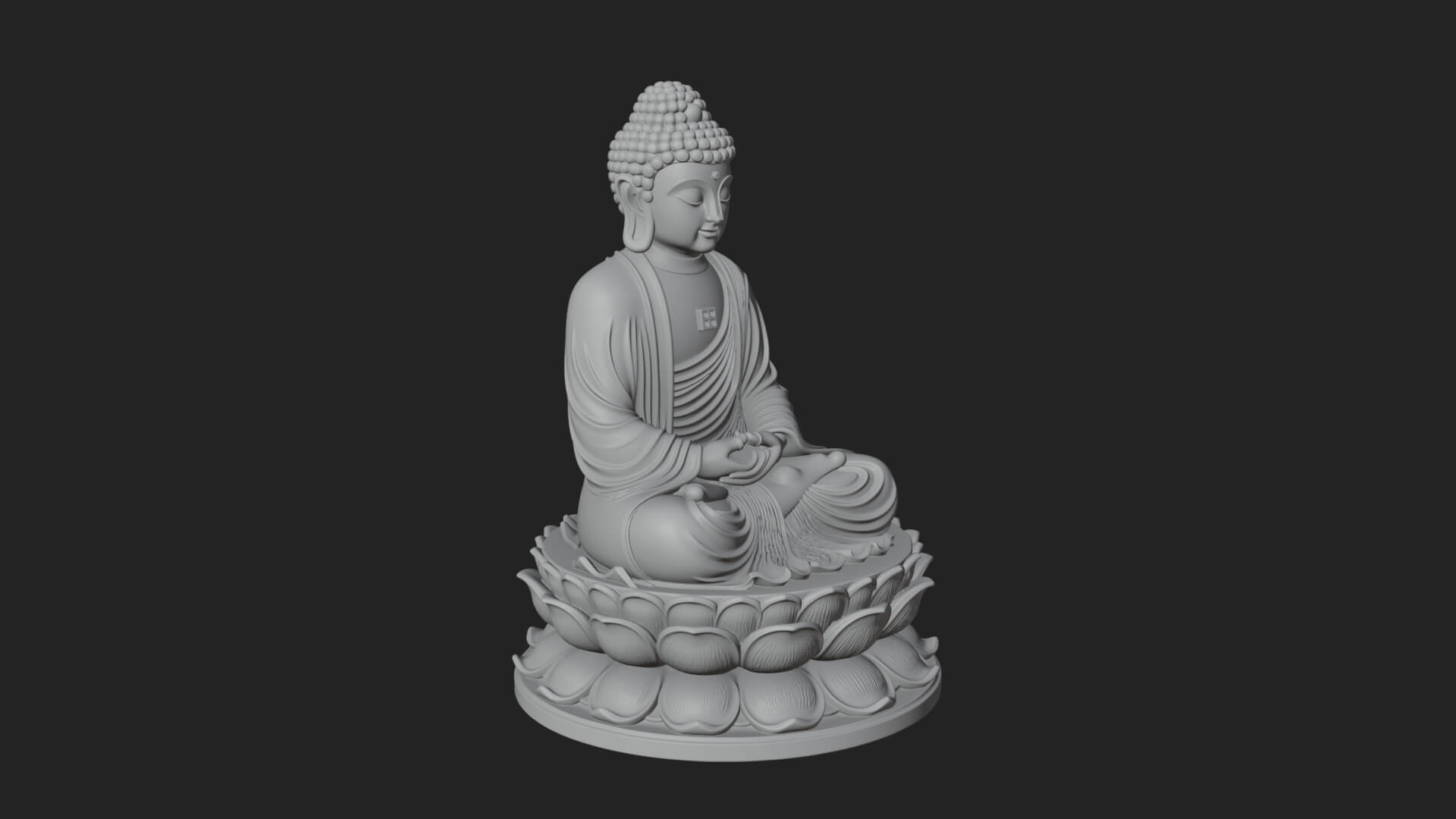 Seated Buddha on Lotus Statue Design 16 3D Print Model 3D Model