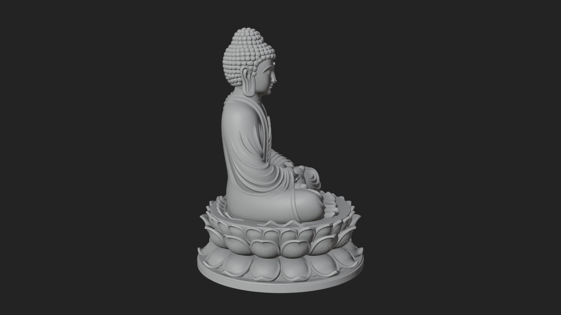 Seated Buddha on Lotus Statue Design 16 3D Print Model 3D Model