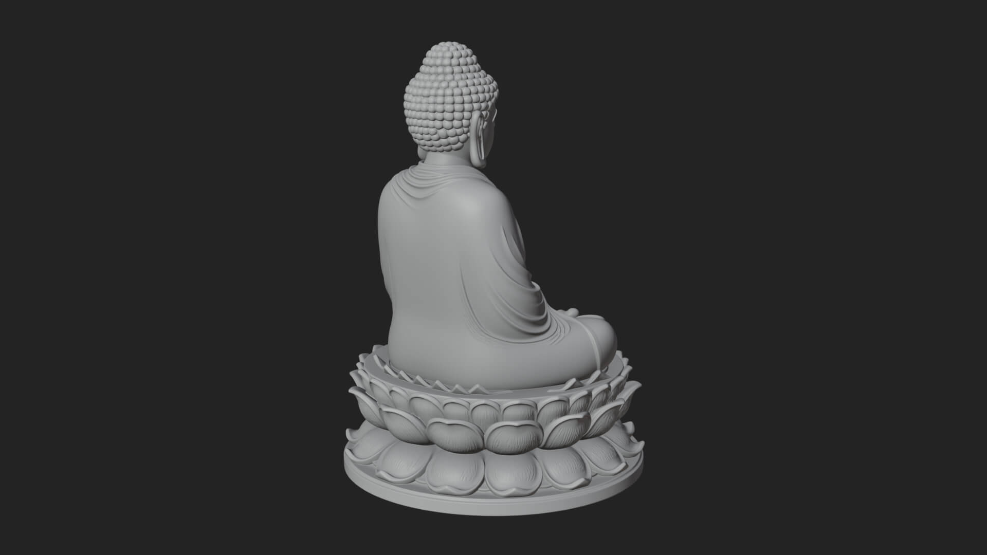 Seated Buddha on Lotus Statue Design 16 3D Print Model 3D Model