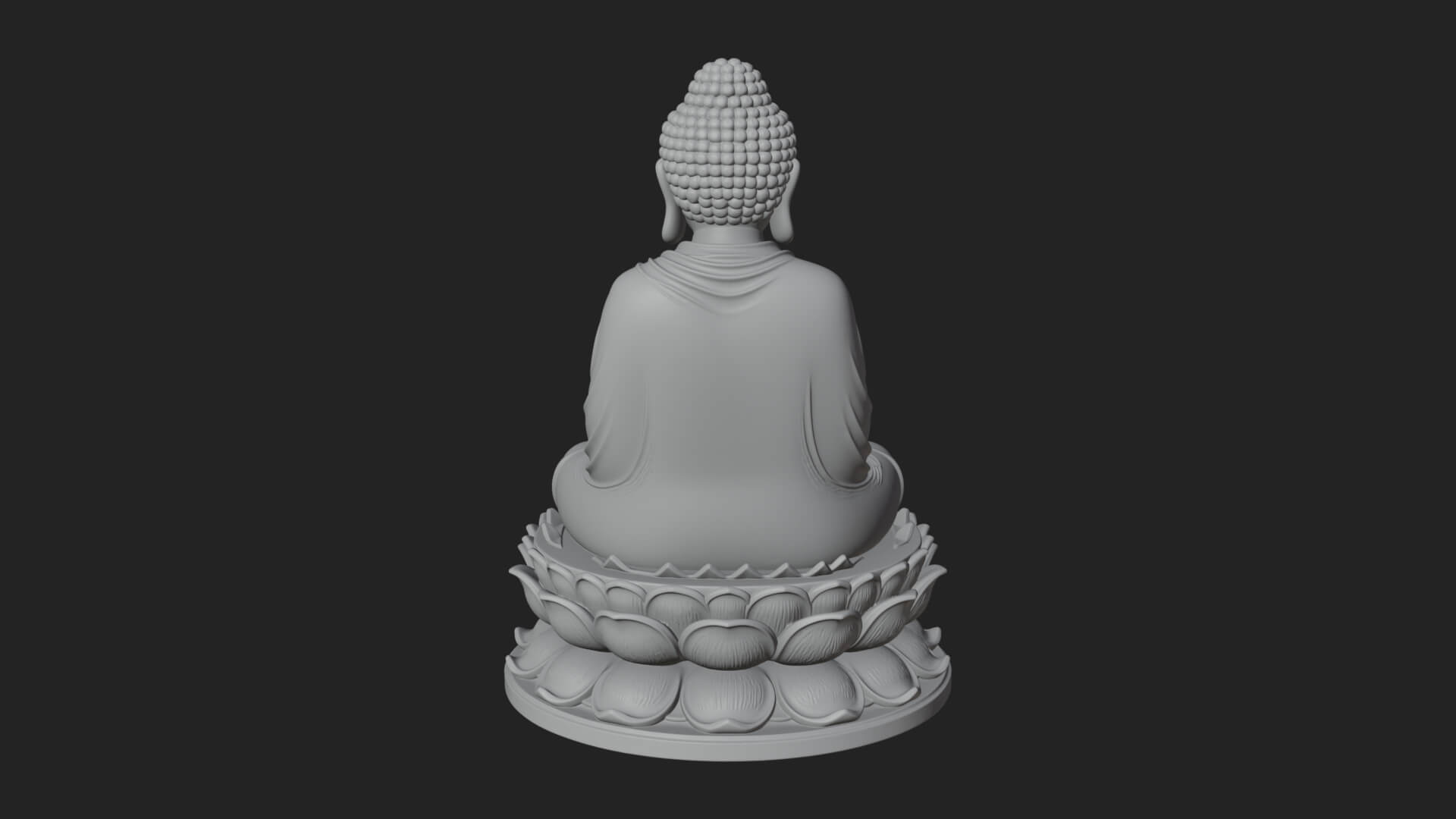 Seated Buddha on Lotus Statue Design 16 3D Print Model 3D Model