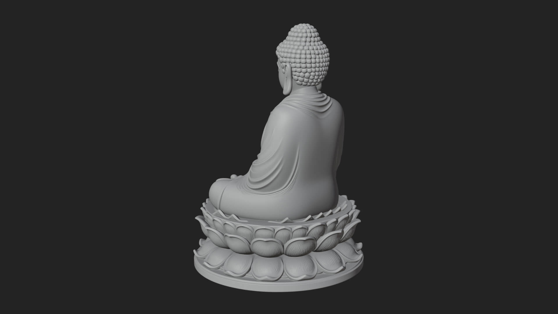 Seated Buddha on Lotus Statue Design 16 3D Print Model 3D Model