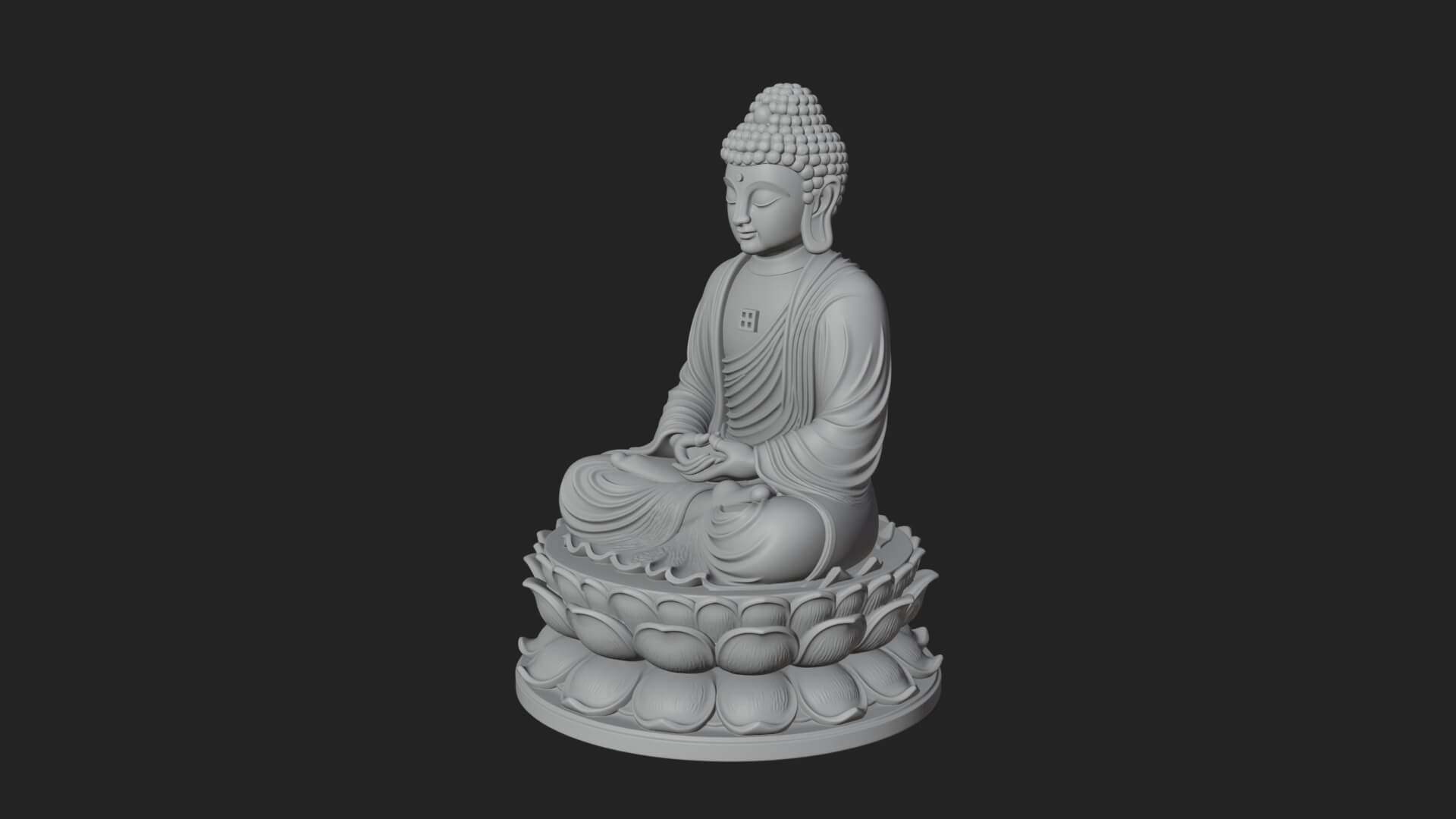 Seated Buddha on Lotus Statue Design 16 3D Print Model 3D Model