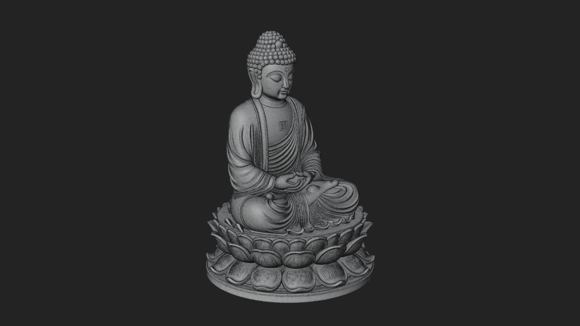 Seated Buddha on Lotus Statue Design 16 3D Print Model 3D Model