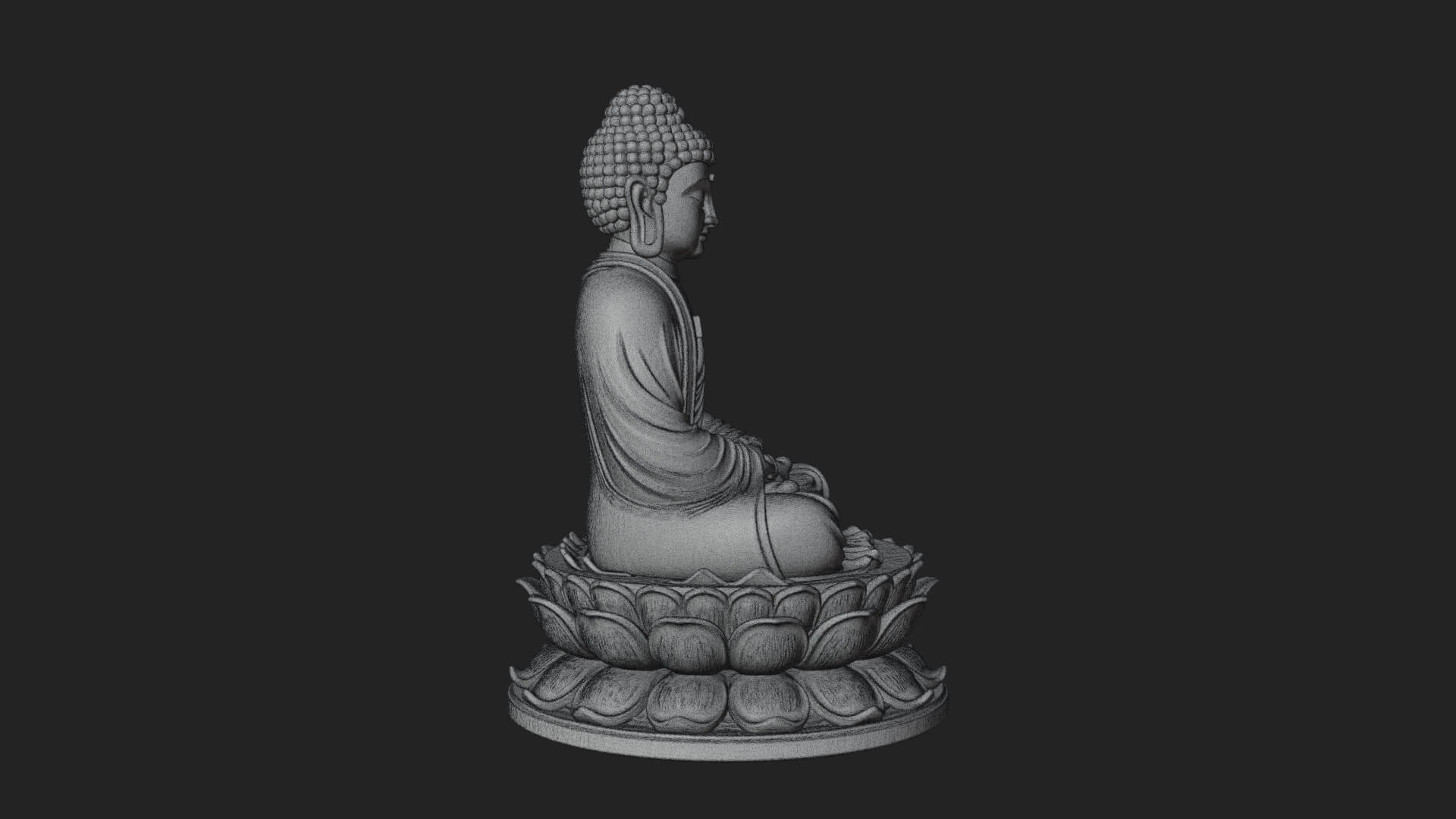 Seated Buddha on Lotus Statue Design 16 3D Print Model 3D Model