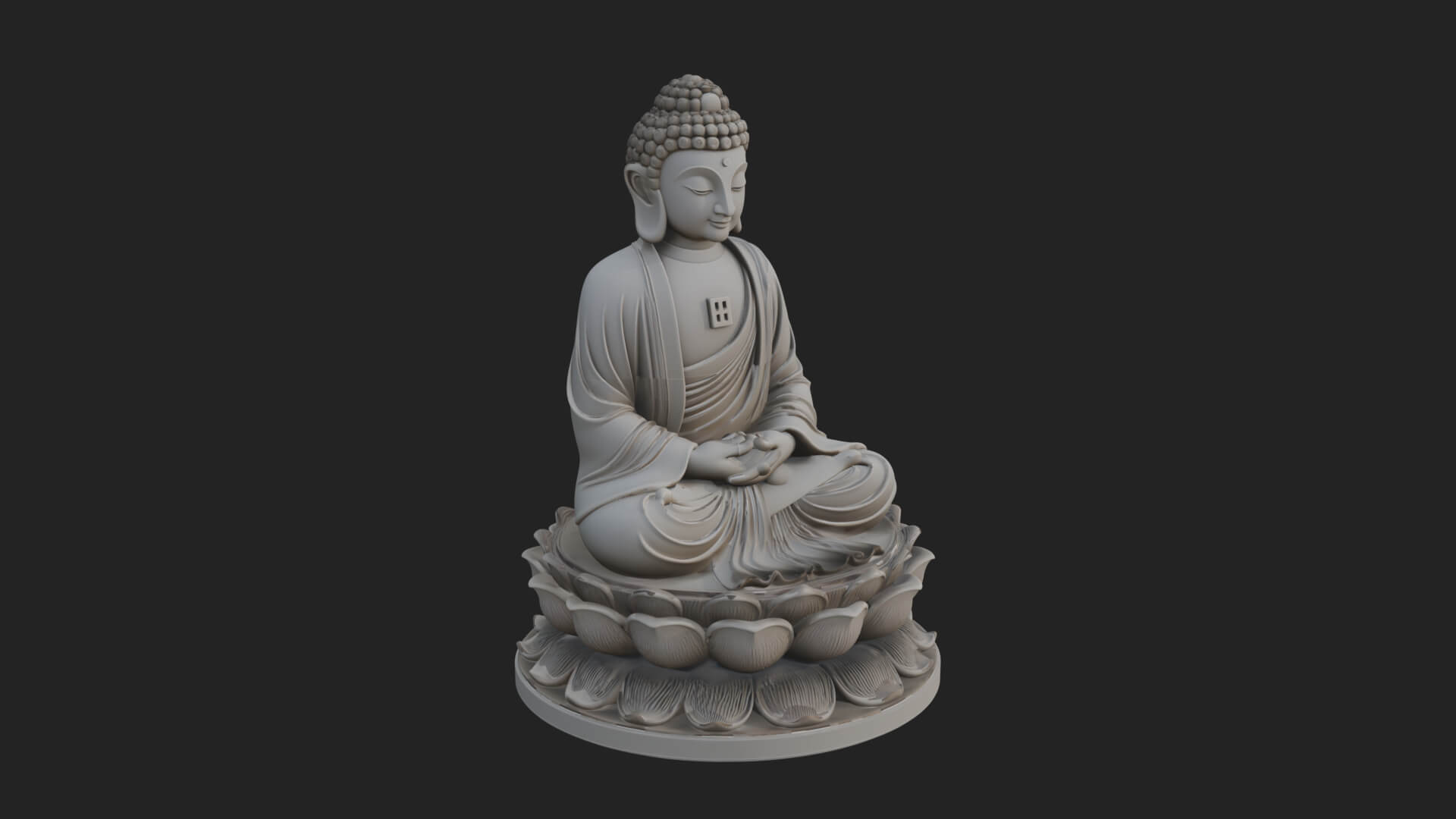 Seated Buddha on Lotus Statue Design 17 3D Print Model 3D Model