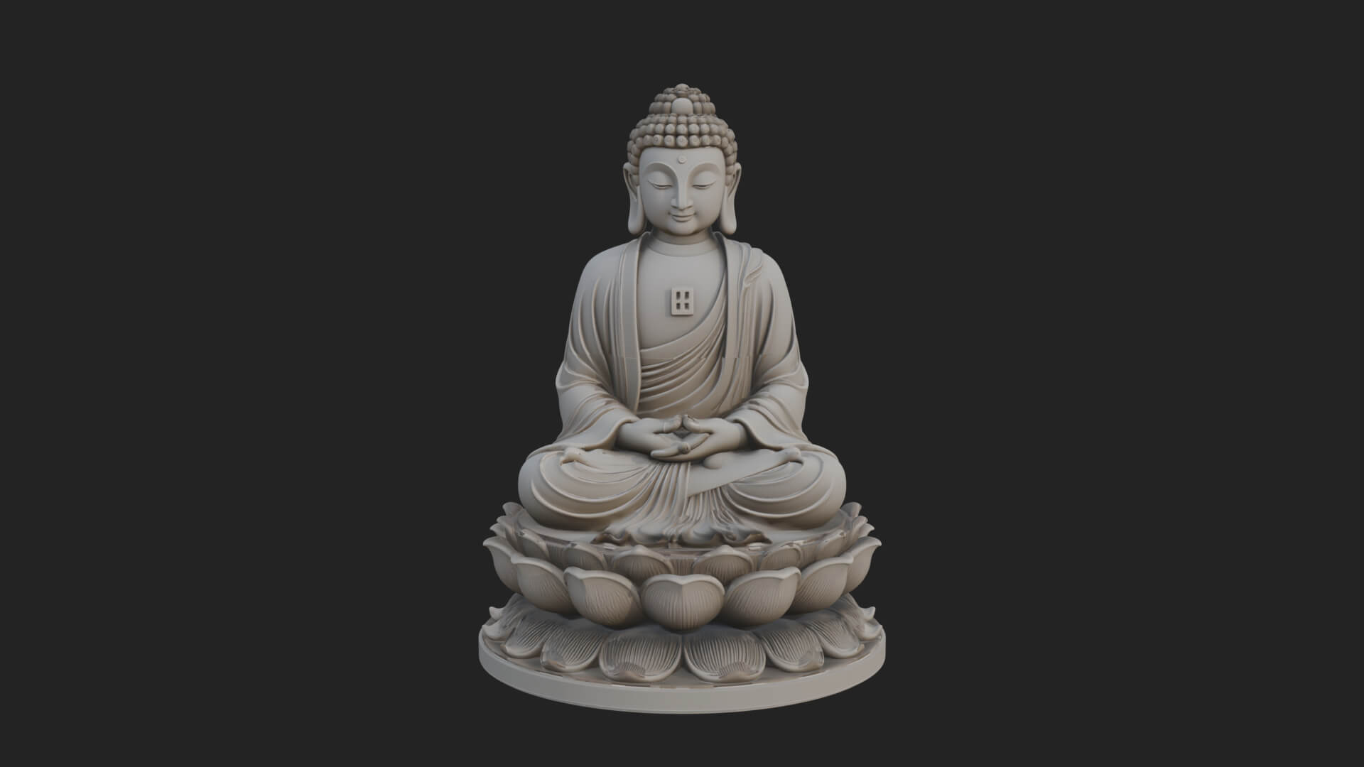 Seated Buddha on Lotus Statue Design 17 3D Print Model 3D Model