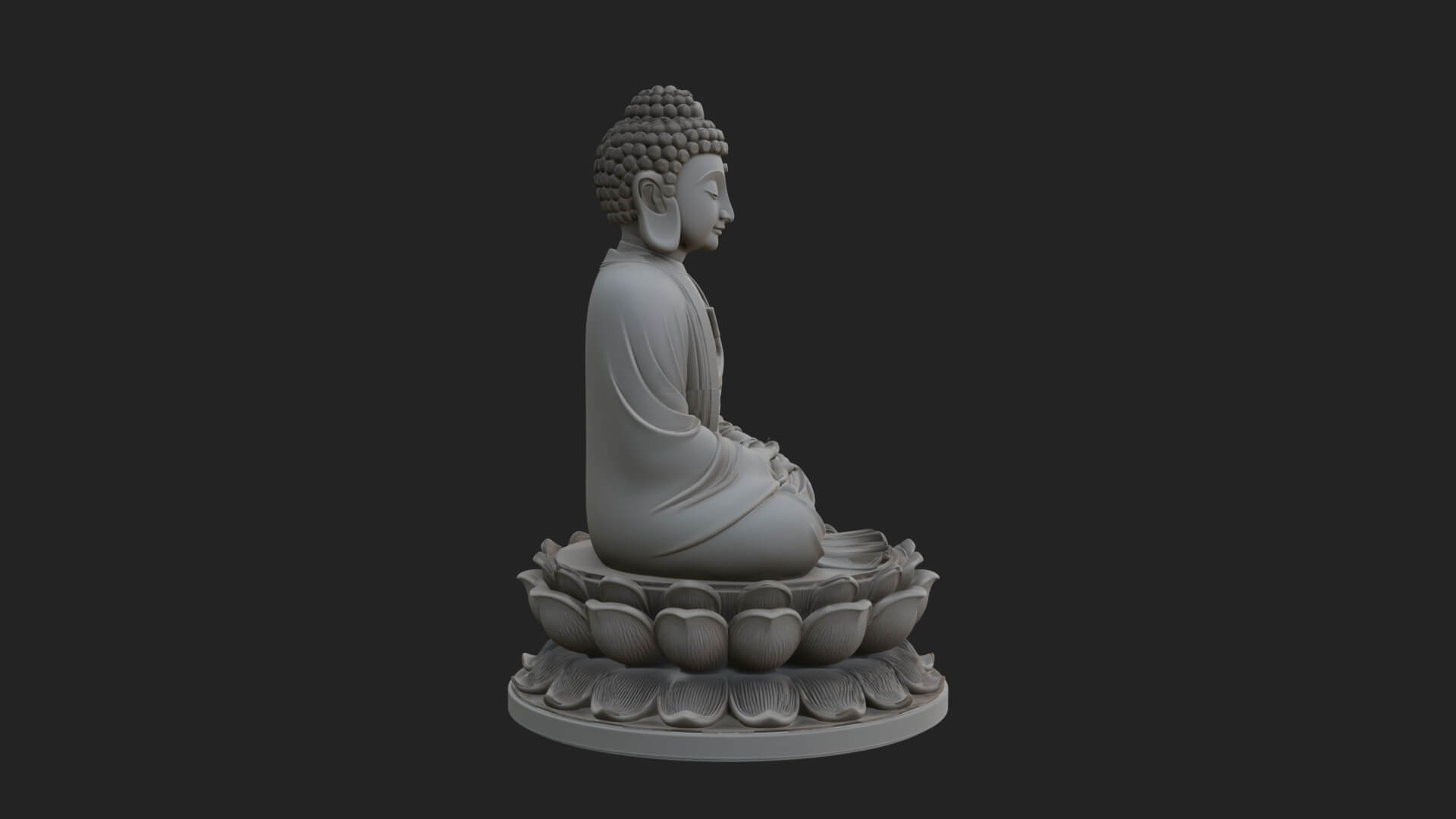 Seated Buddha on Lotus Statue Design 17 3D Print Model 3D Model