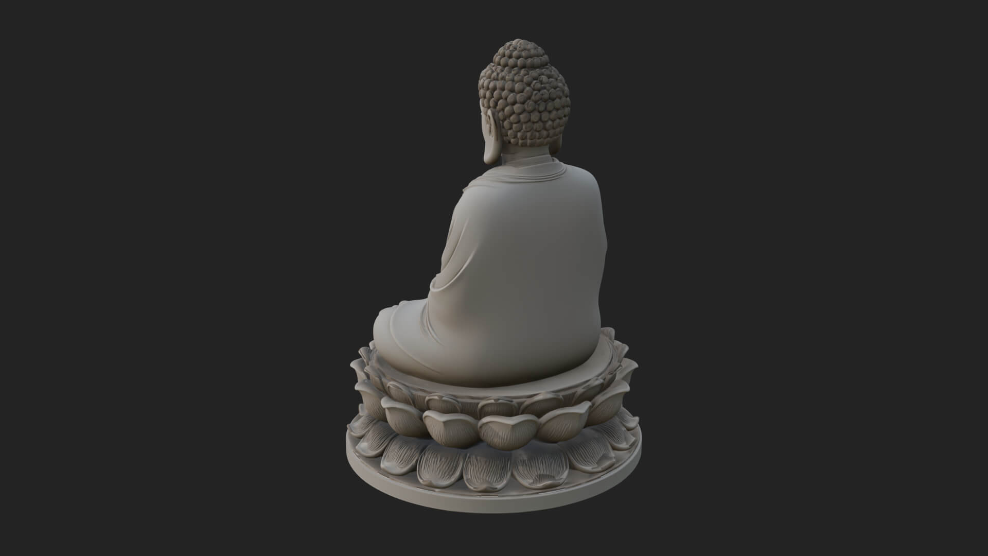 Seated Buddha on Lotus Statue Design 17 3D Print Model 3D Model
