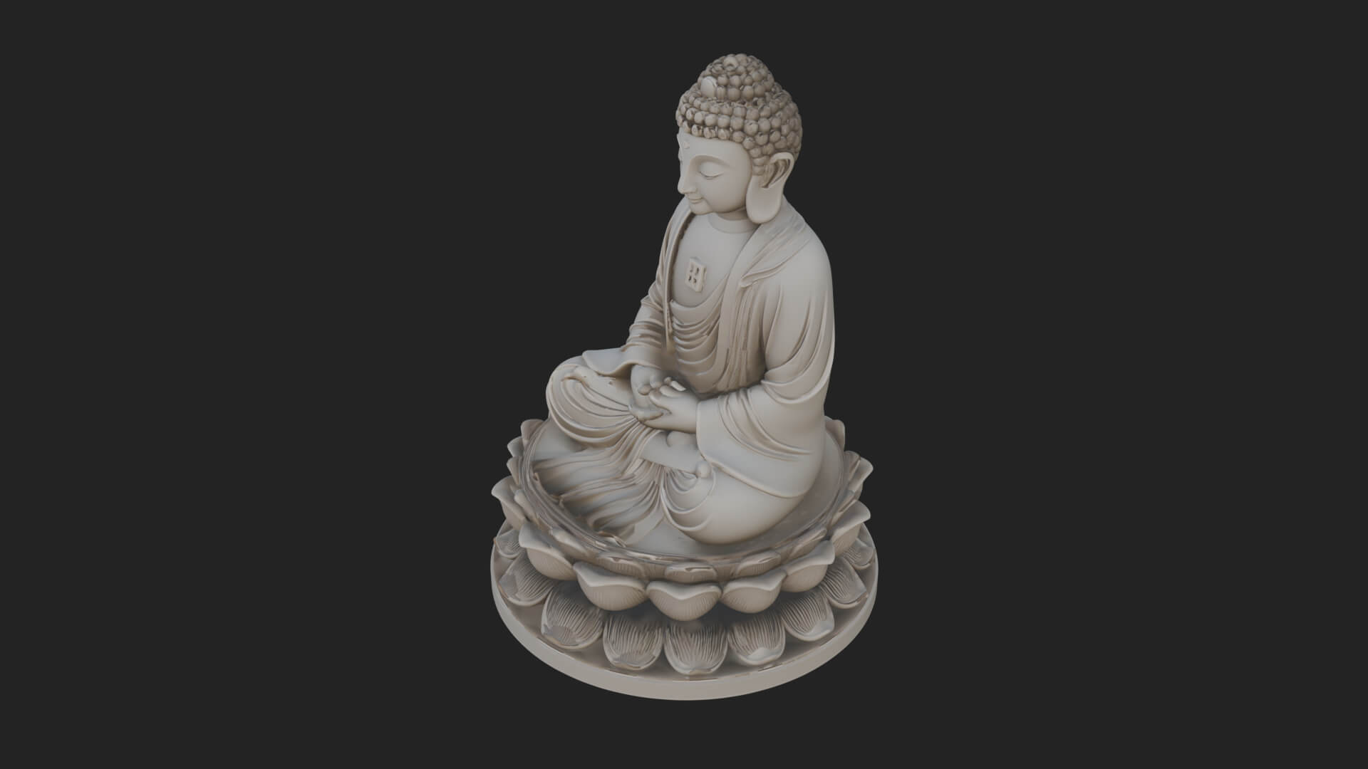 Seated Buddha on Lotus Statue Design 17 3D Print Model 3D Model
