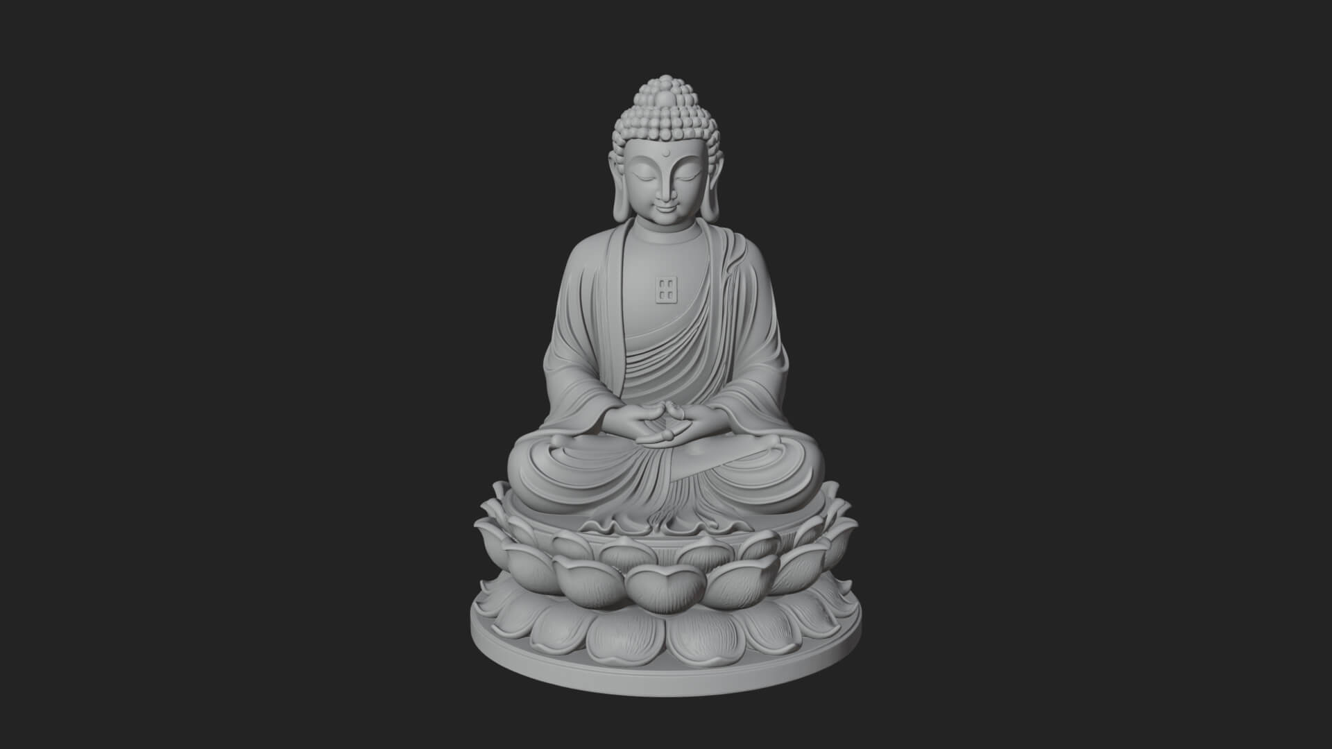 Seated Buddha on Lotus Statue Design 17 3D Print Model 3D Model