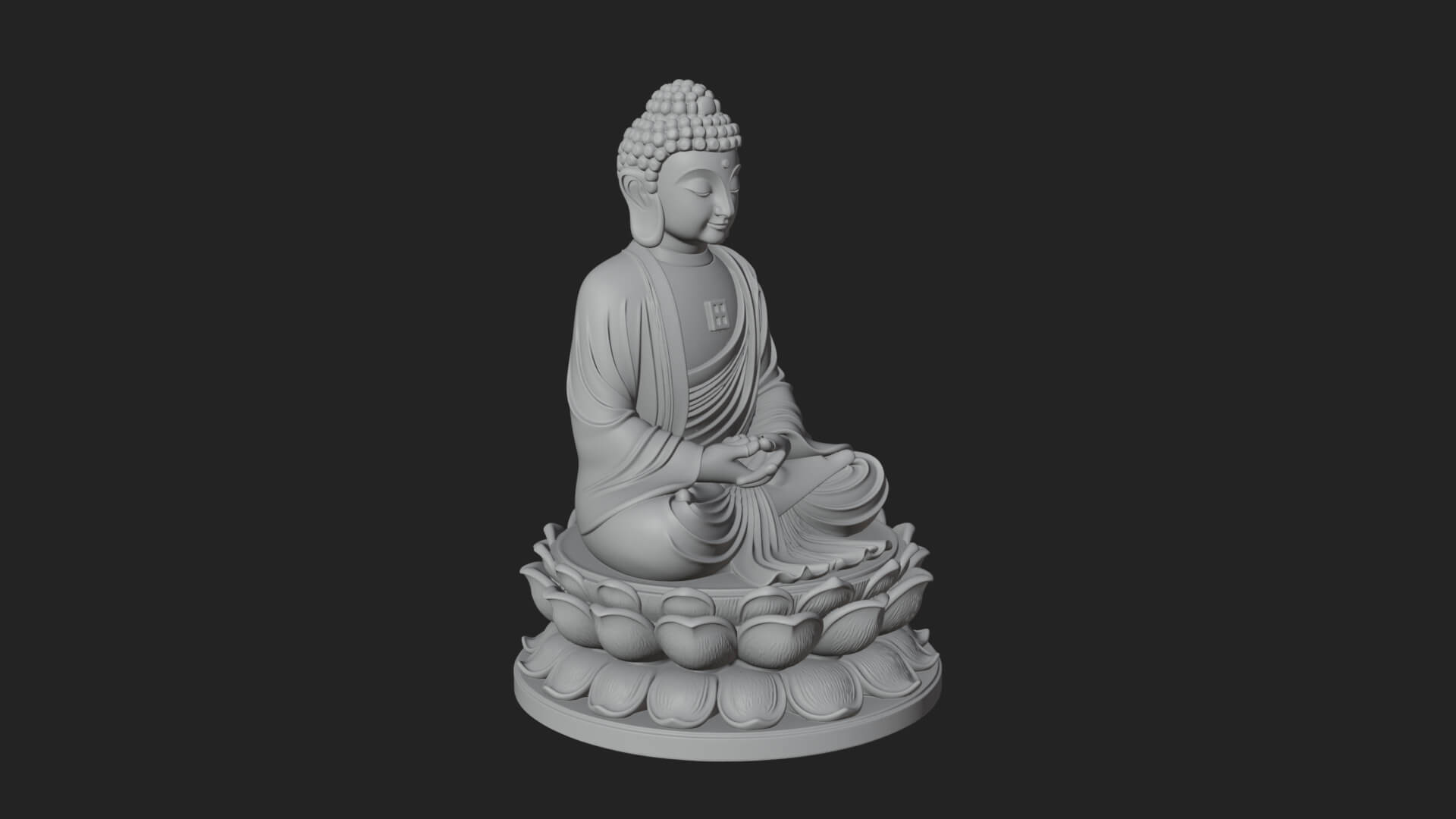 Seated Buddha on Lotus Statue Design 17 3D Print Model 3D Model