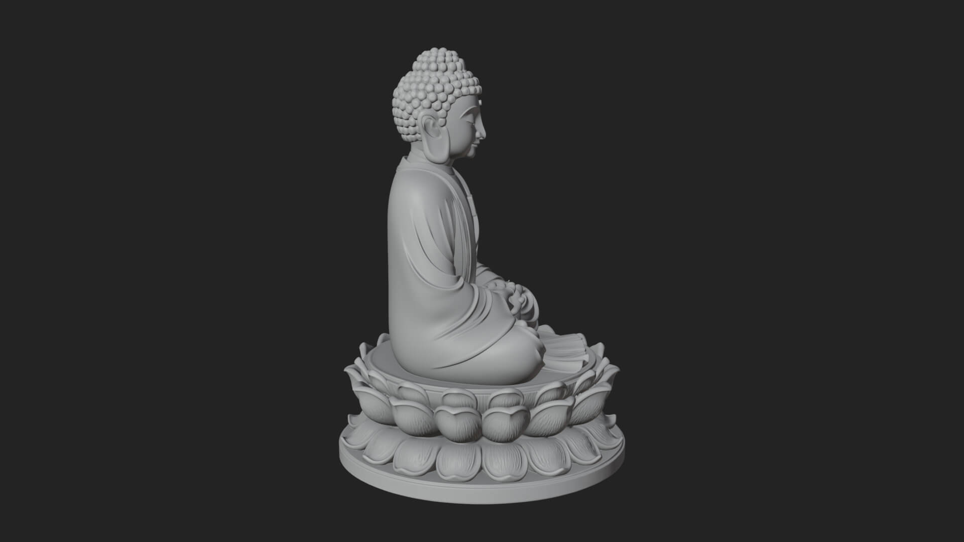 Seated Buddha on Lotus Statue Design 17 3D Print Model 3D Model