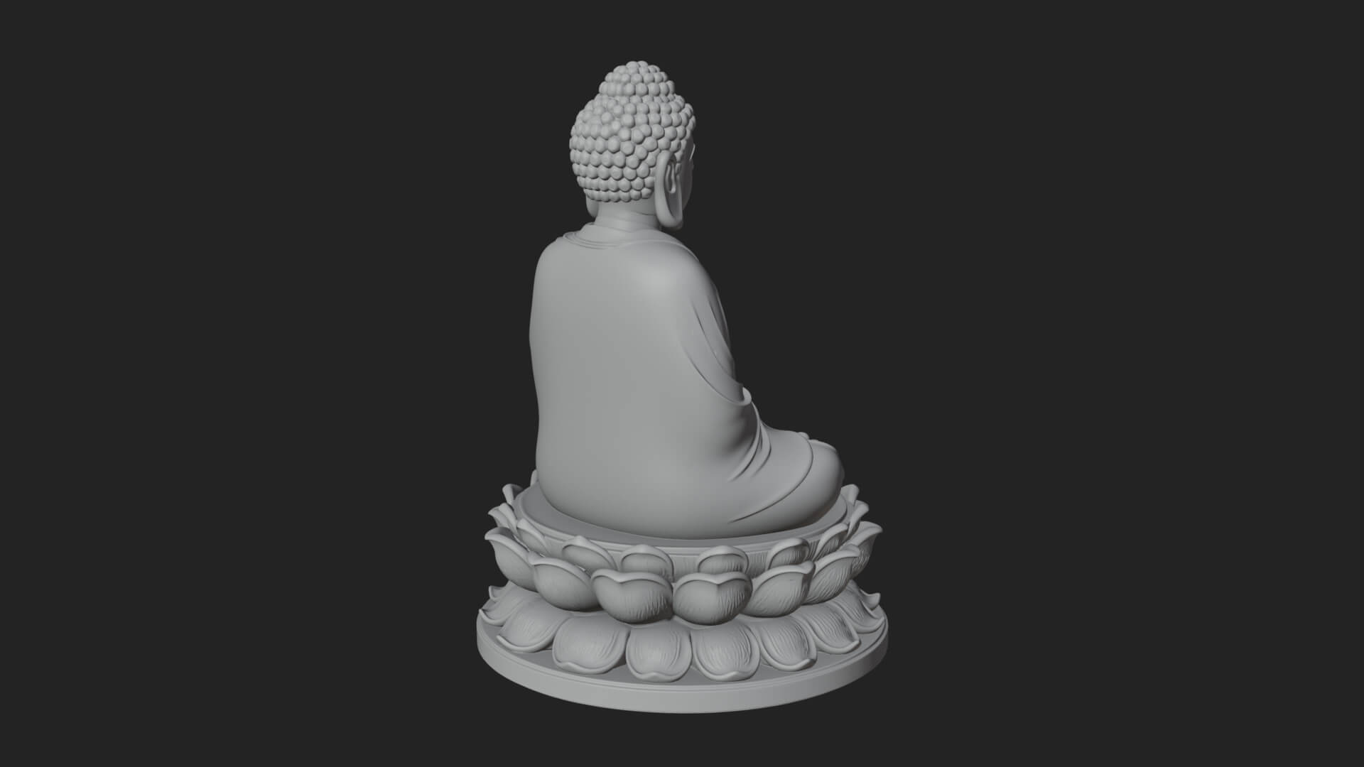 Seated Buddha on Lotus Statue Design 17 3D Print Model 3D Model