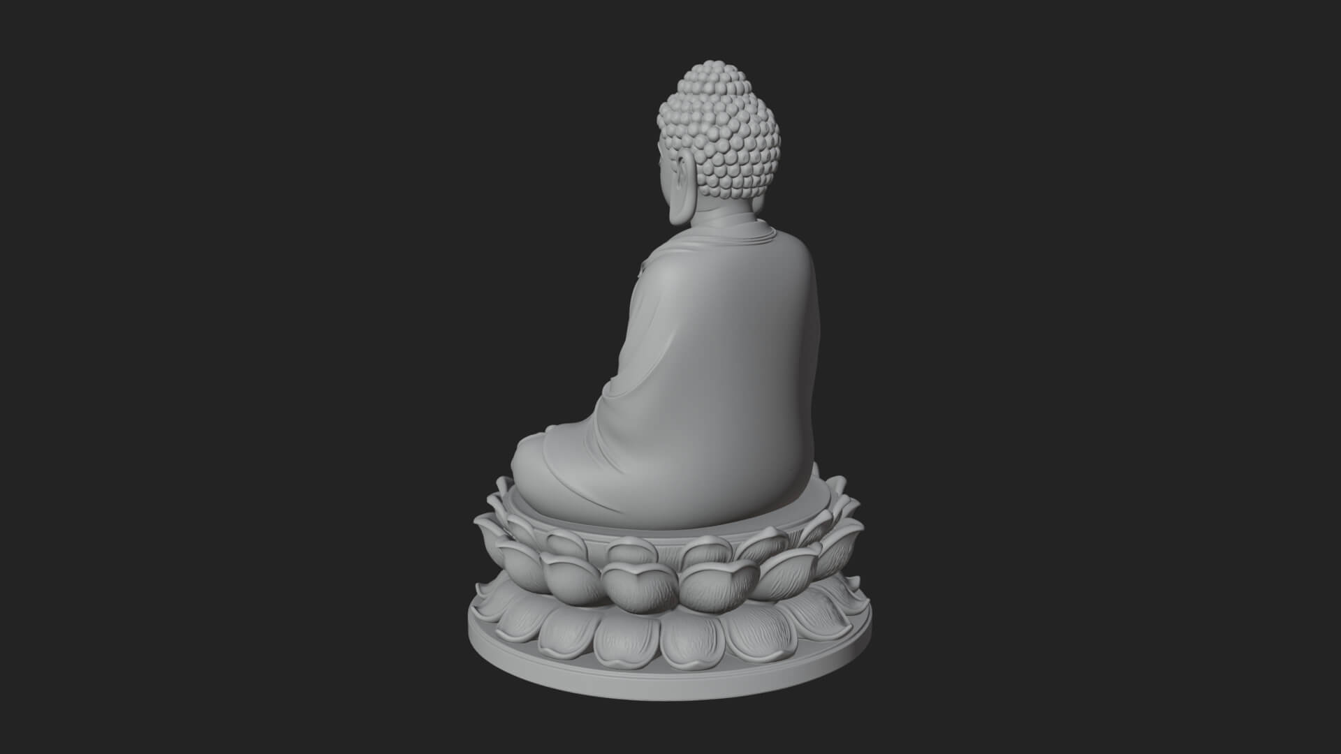 Seated Buddha on Lotus Statue Design 17 3D Print Model 3D Model